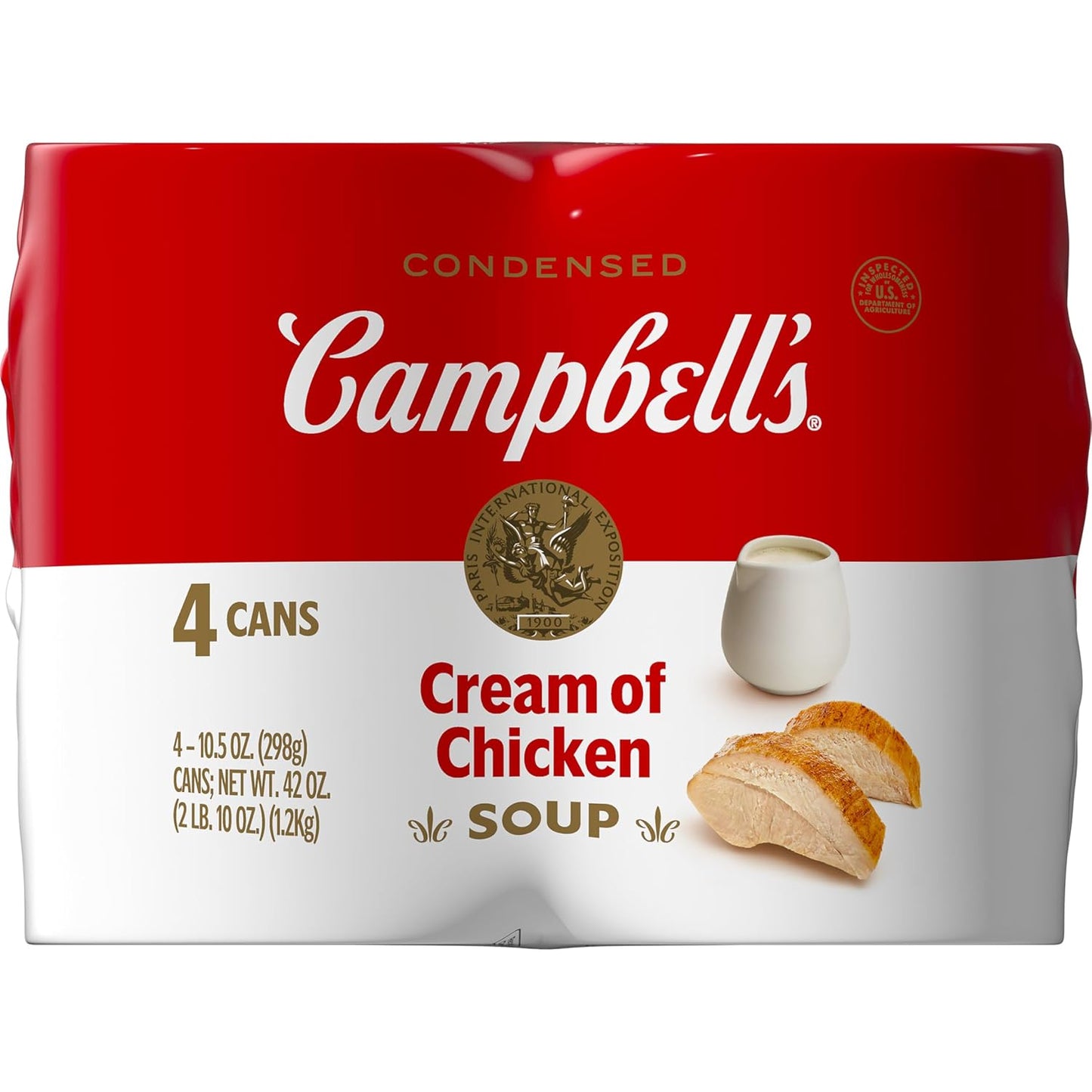 Campbell's Condensed Cream of Chicken Soup 4 Pack, 10.5 oz Cans, Farm-Fresh Cream and Antibiotic-Free Chicken