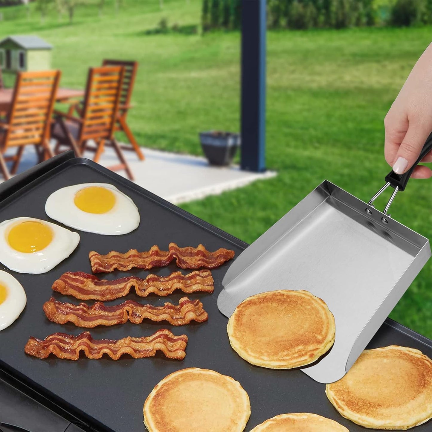 Stanbroil Large Griddle Scoop Spatula Food Mover for Rice, Veggies & More | Stainless Steel, 7" Wide, Moves More Food at Once, Flat Top Grill Tool, Ideal for Stir Fry, Fried Rice & Teppanyaki