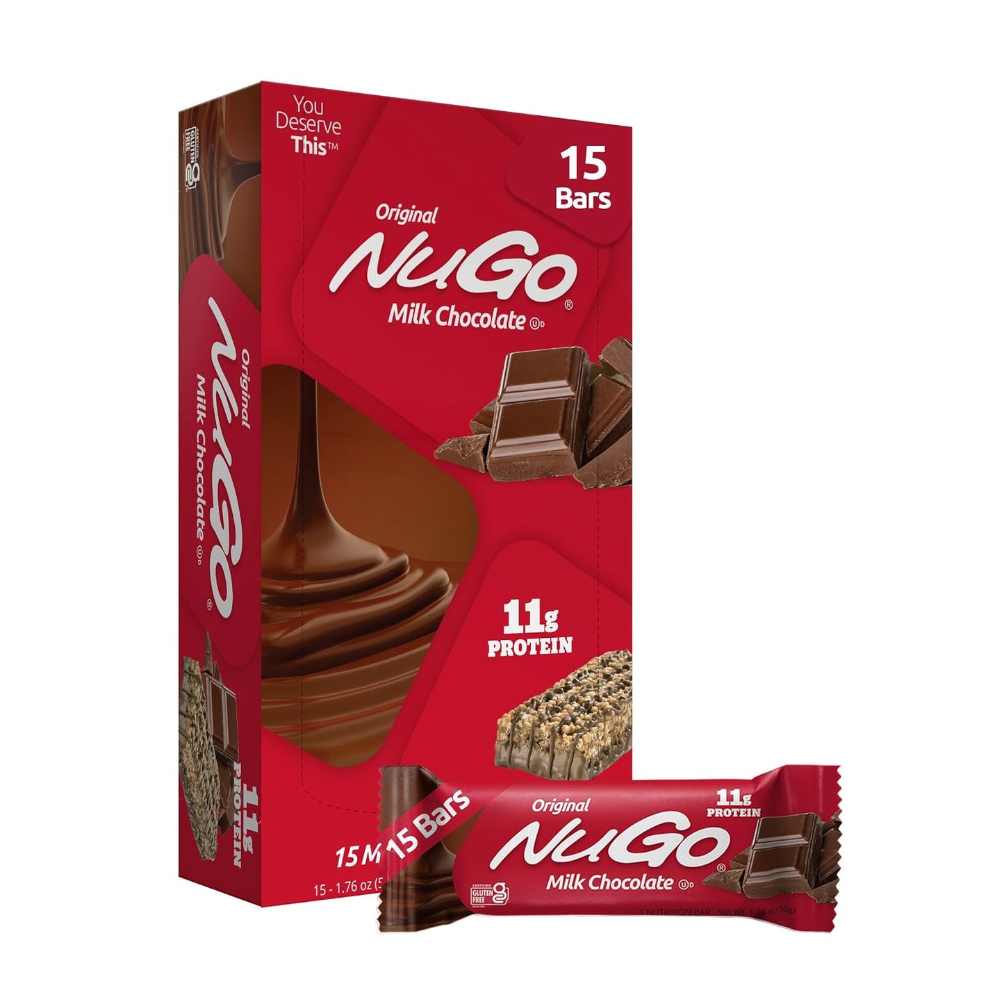 NuGo Vanilla Yogurt Protein Bar, 11g Protein, Gluten Free, 15 Count