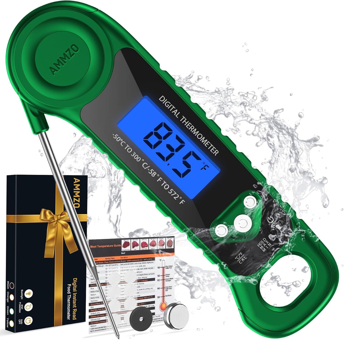 AMMZO Meat Thermometer Digital, Instant Read Food Thermometer for Cooking, Grilling, Baking, Frying & Candy Making, Essentials Kitchen Gadgets Accessory, Gifts for Men Women Dad Mom Birthday
