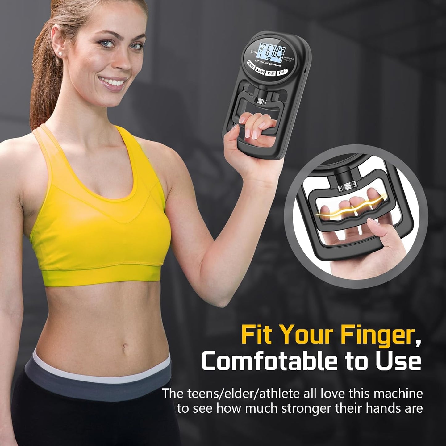 Hand Grip Strength Tester - Digital Grip Strengthener for Sports, Home, School