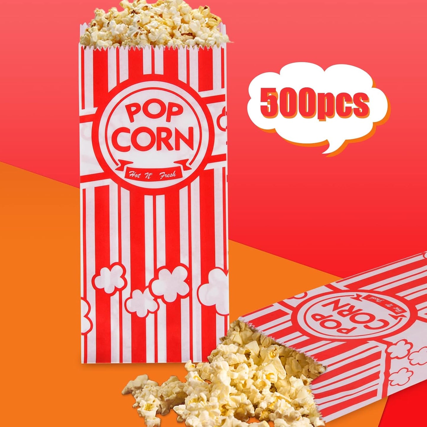 500 Pieces Paper Popcorn Bags for Machine Maker Cart Supplies