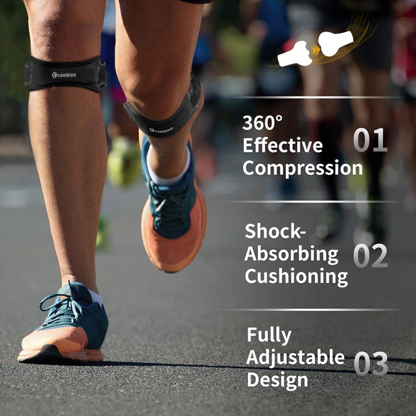 Cambivo Patellar Tendon Knee Straps 2 Pack for Pain Relief and Support