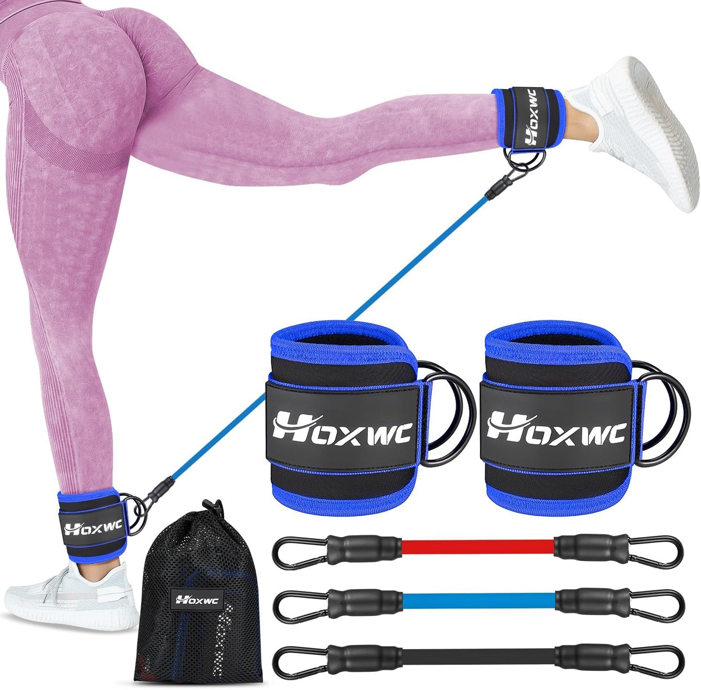 Ankle Resistance Bands with Cuffs for Leg, Booty & Hip Workouts