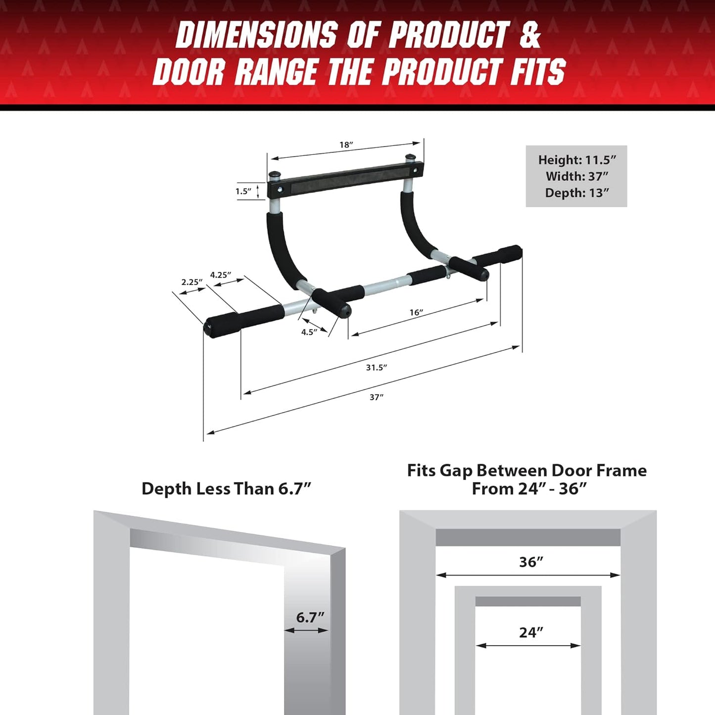 Iron Gym Pull-Up Bar - Total Upper Body Workout, Adjustable Width, Portable Doorframe Chin-Up Bar