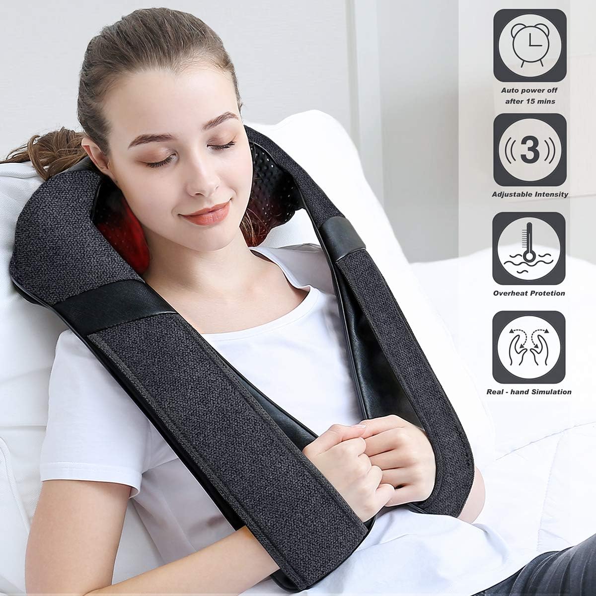 Mirakel Shiatsu Neck Massager for Deep Tissue Pain Relief with Heat