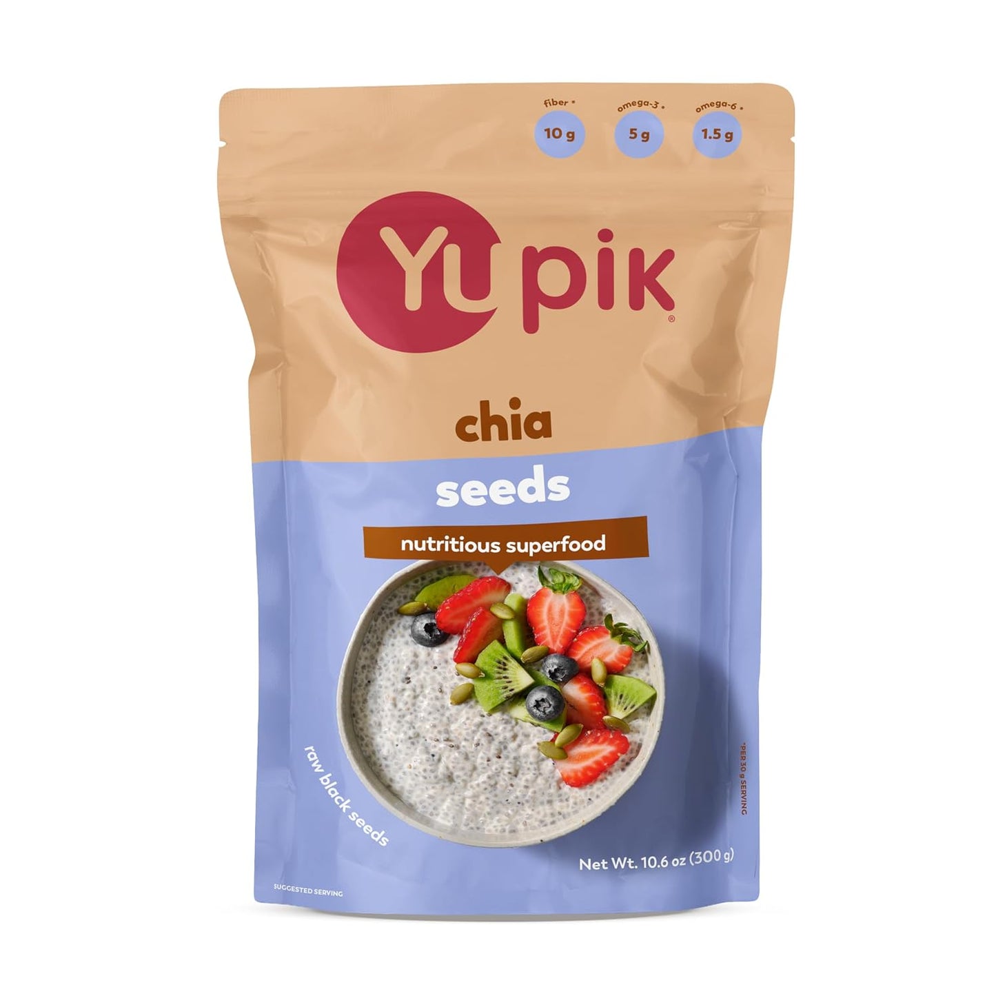 Yupik Raw Black Chia Seeds, 2.2 lb (35.2 oz), Gluten-Free, Kosher, Vegan, Natural Seeds, Plant-Based Superfood, Rich in Fiber, Source of Omega-3, Ideal for Chia Pudding & Smoothies, Gels Easily