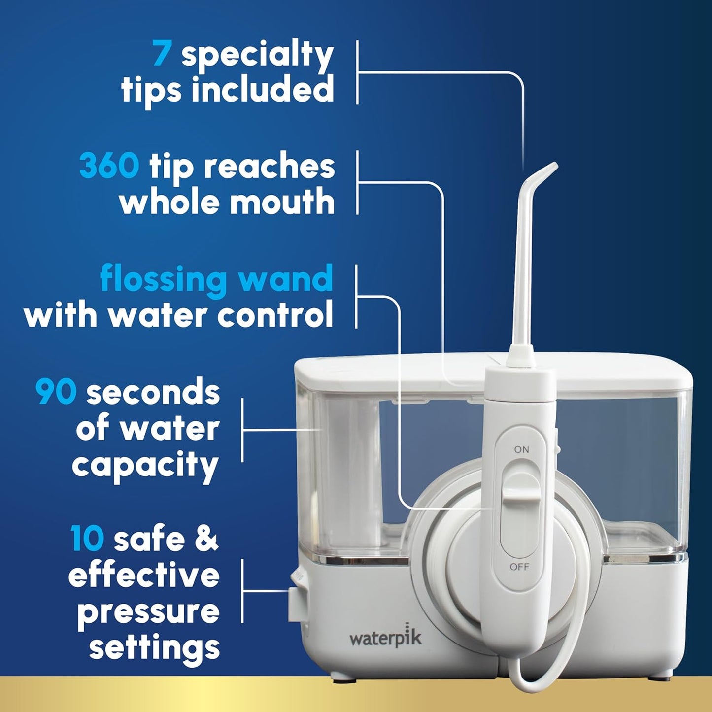 Waterpik ION Professional Water Flosser, Rechargeable, 10 Settings, 7 Tips, ADA Accepted