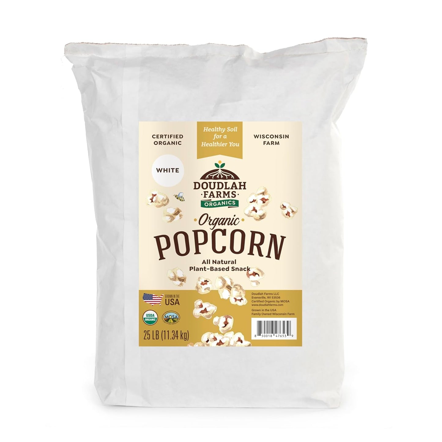 Organic White Popcorn Kernels Unpopped 3 lb Non-GMO Wisconsin Family Farm