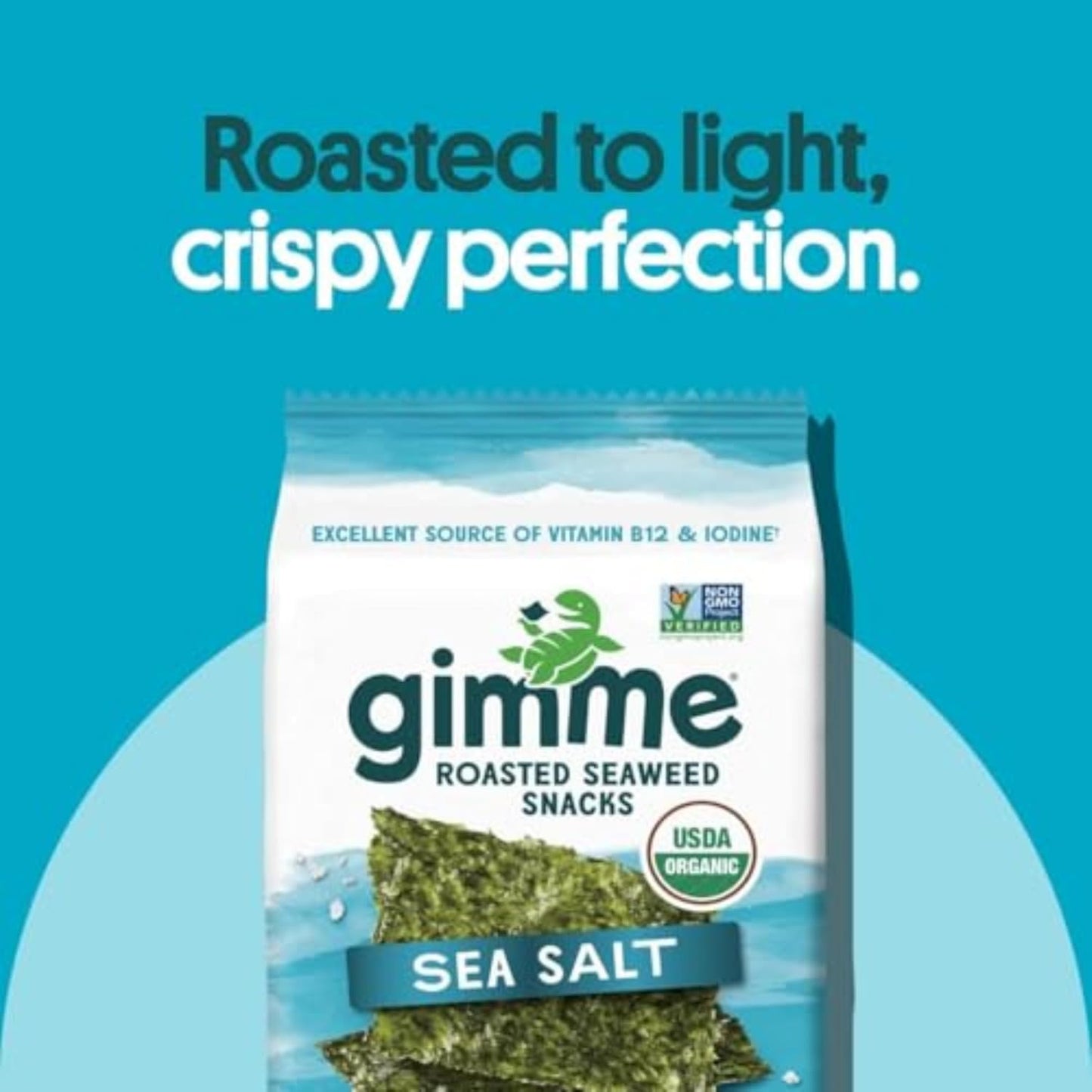 Gimme Seaweed Organic Premium Roasted Seaweed Snacks, Sea Salt, 6 Count