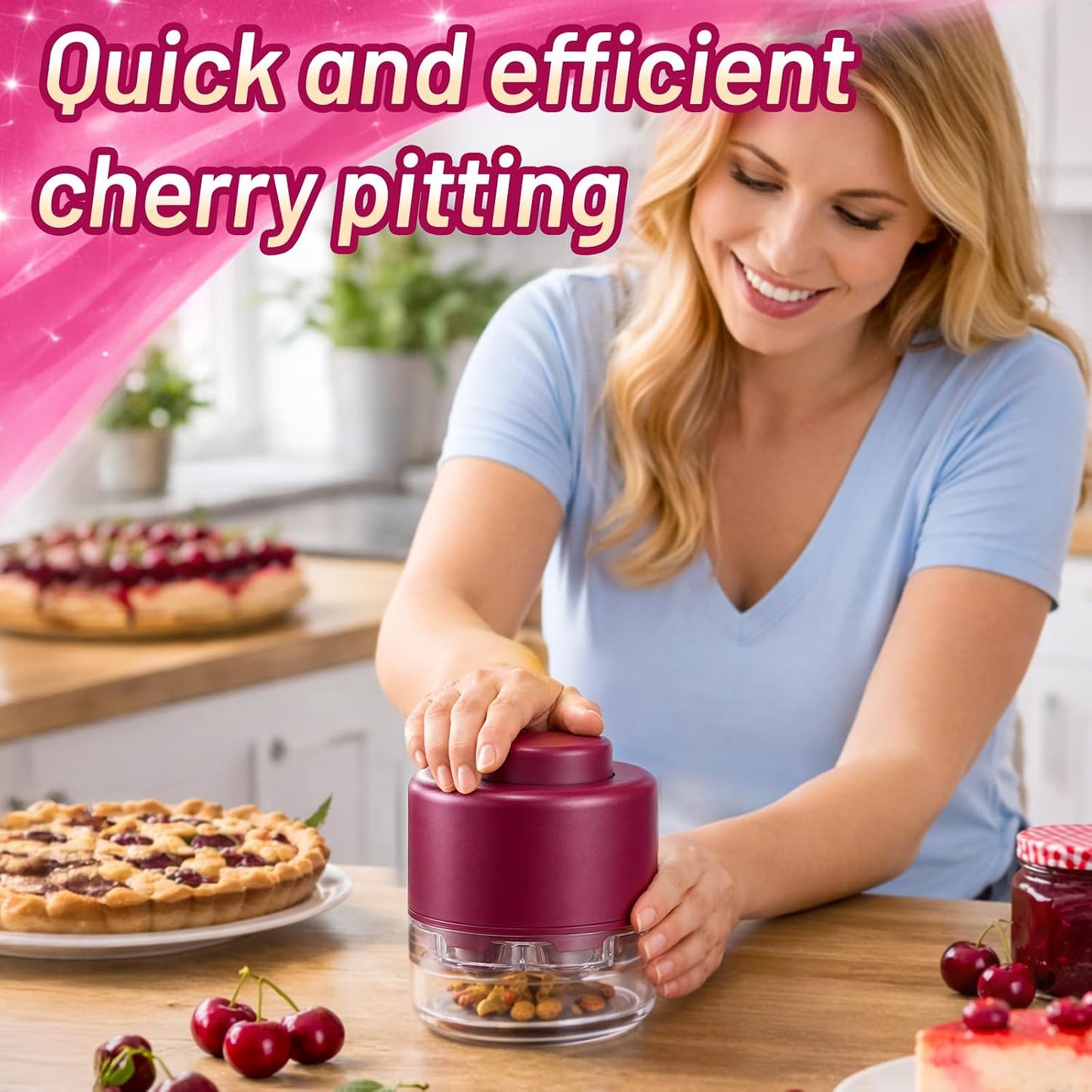 7 in 1 Cherry Pitter Tool for Multiple Cherries Seed Remover Quick and Effortless Removal Suitable for kitchen, Save Time & Space for Making Cherry Jam