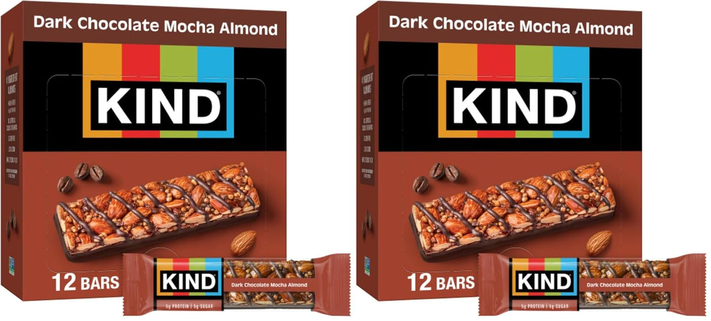 KIND Snack Bars, Caramel Almond & Sea Salt, Gluten Free, Low Sugar, High Fiber, 12 Count