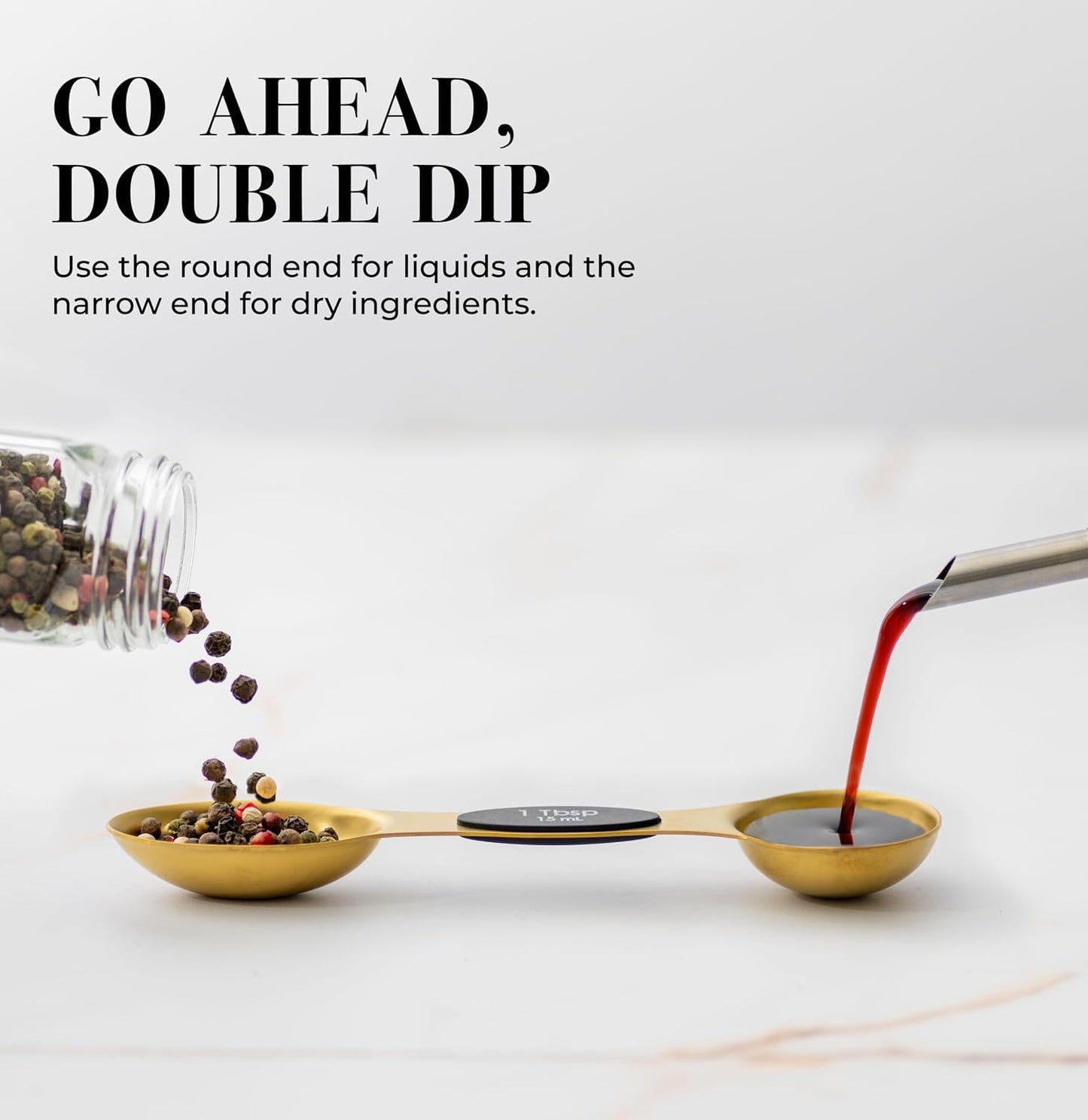 Styled Settings Magnetic Measuring Spoons Set, Gold | Stainless Steel Gold Measuring Spoons for Cooking and Baking - Cute and Durable Gold Kitchen Accessories - Great for Gifting