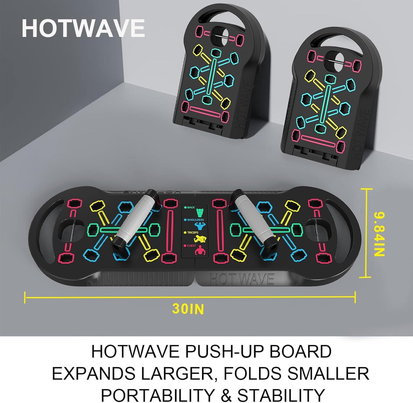 HOTWAVE 20-in-1 Foldable Push Up Board for Home Gym Strength Training