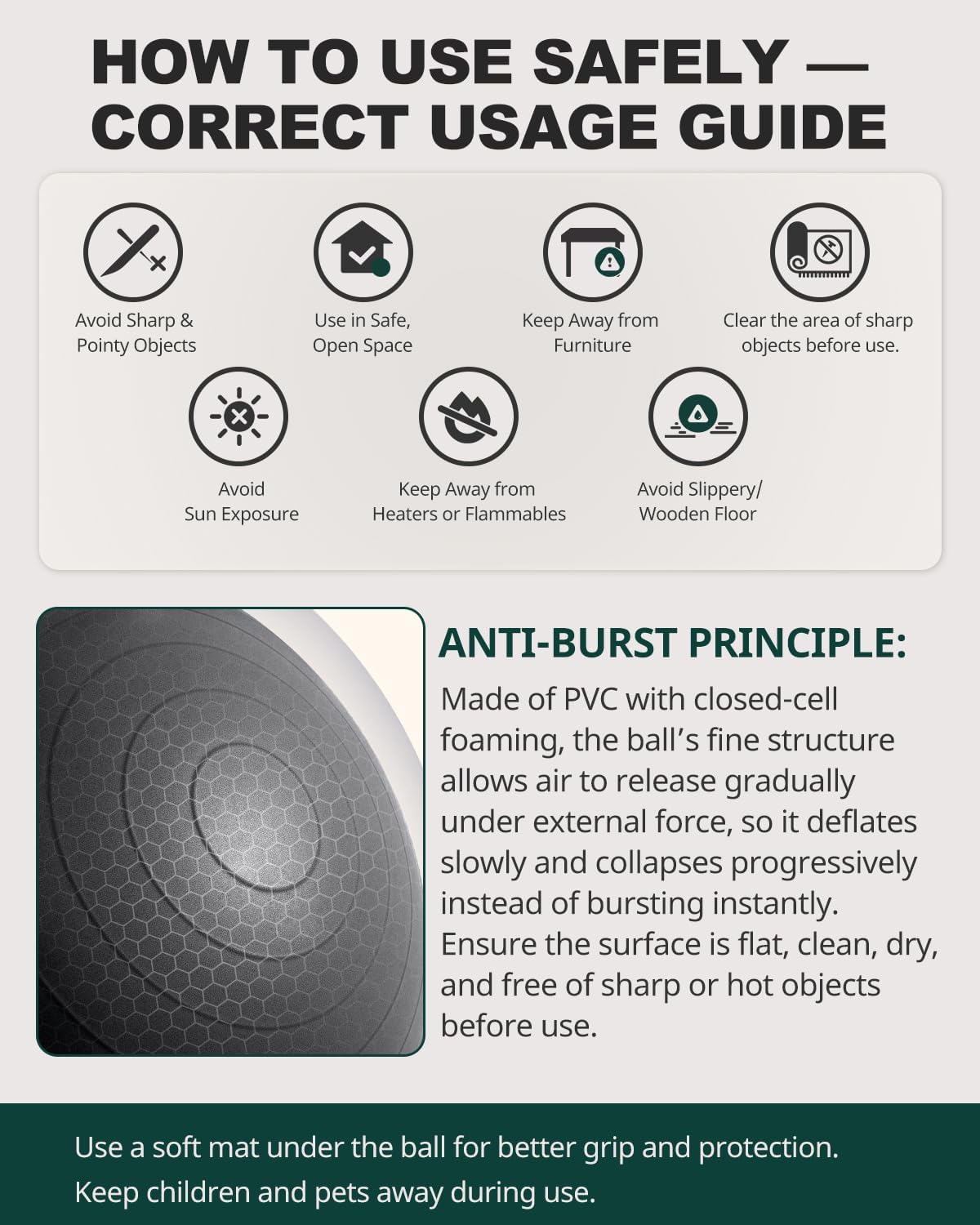 Trideer Exercise Ball for Yoga, Pilates & Fitness - 5 Sizes