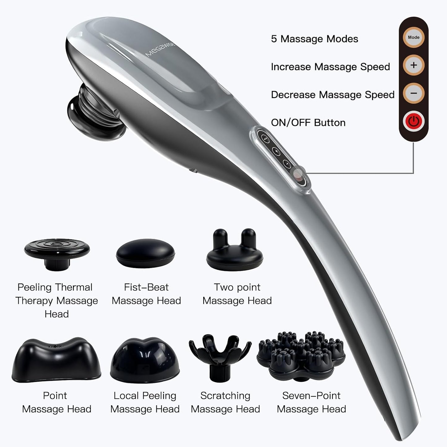 MEGAWISE Cordless Deep Tissue Percussion Massage Gun - Back, Neck, Shoulders