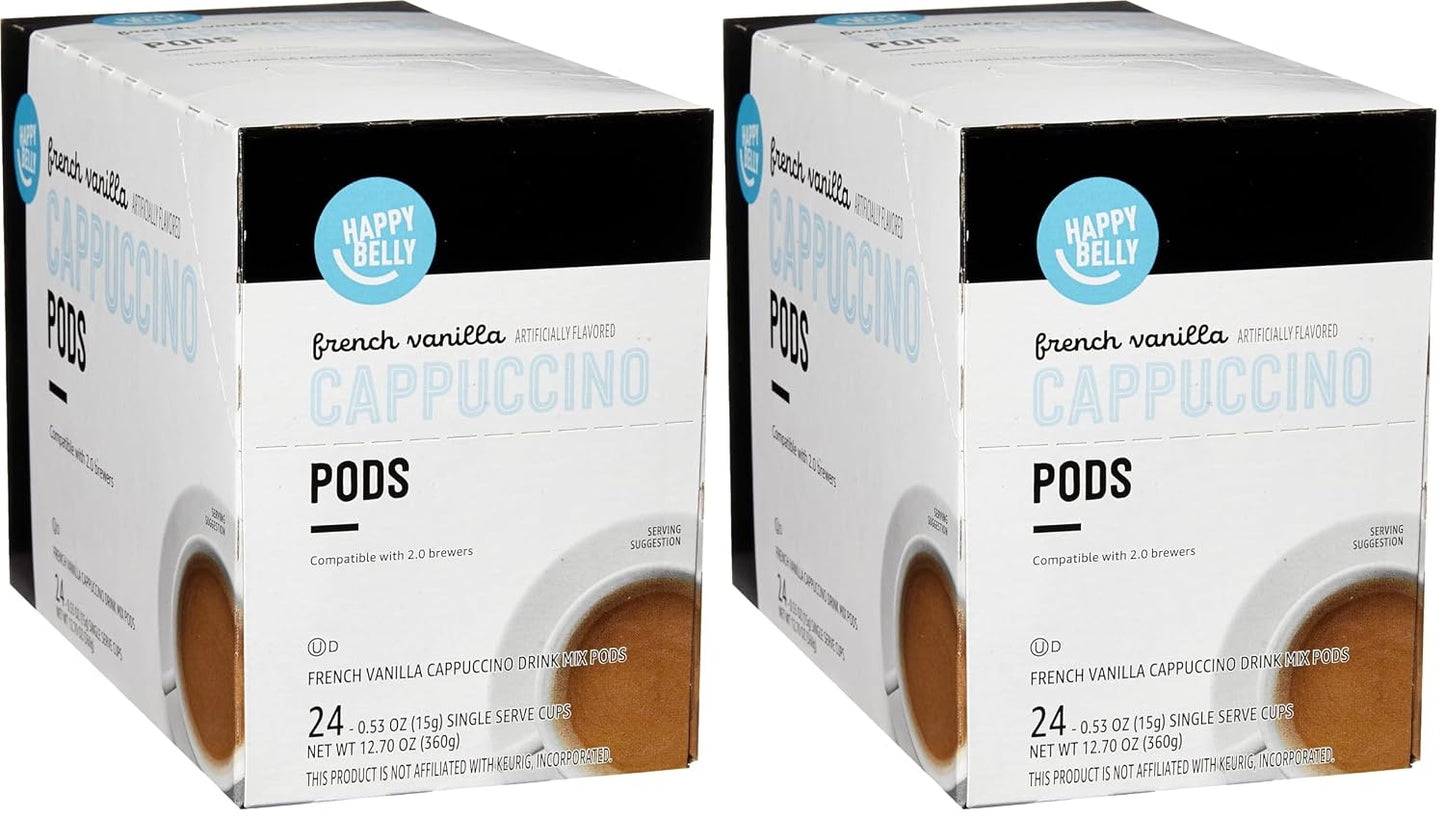Happy Belly Light Roast Cappuccino Coffee Pods, Hazelnut Flavored, 24 Count