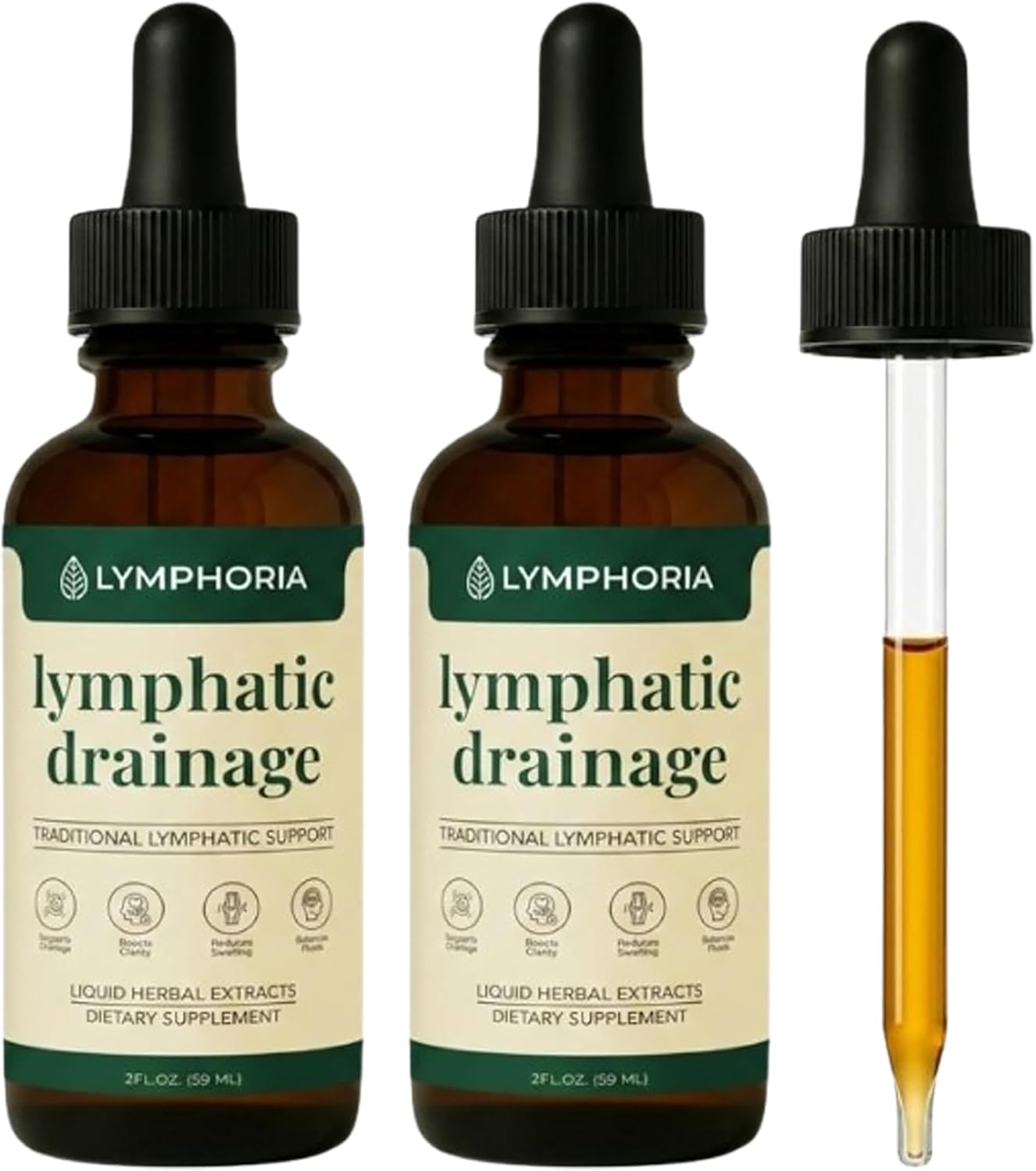 Lymphatic Drainage Drops for Bloat Relief & De-Puff – Cleavers, Red Clover, Stillingia Root & Prickly Ash Bark – Lymph Node Detox Cleanse, Fluid Retention – Alcohol-Free, Vegan, 2 Fl Oz