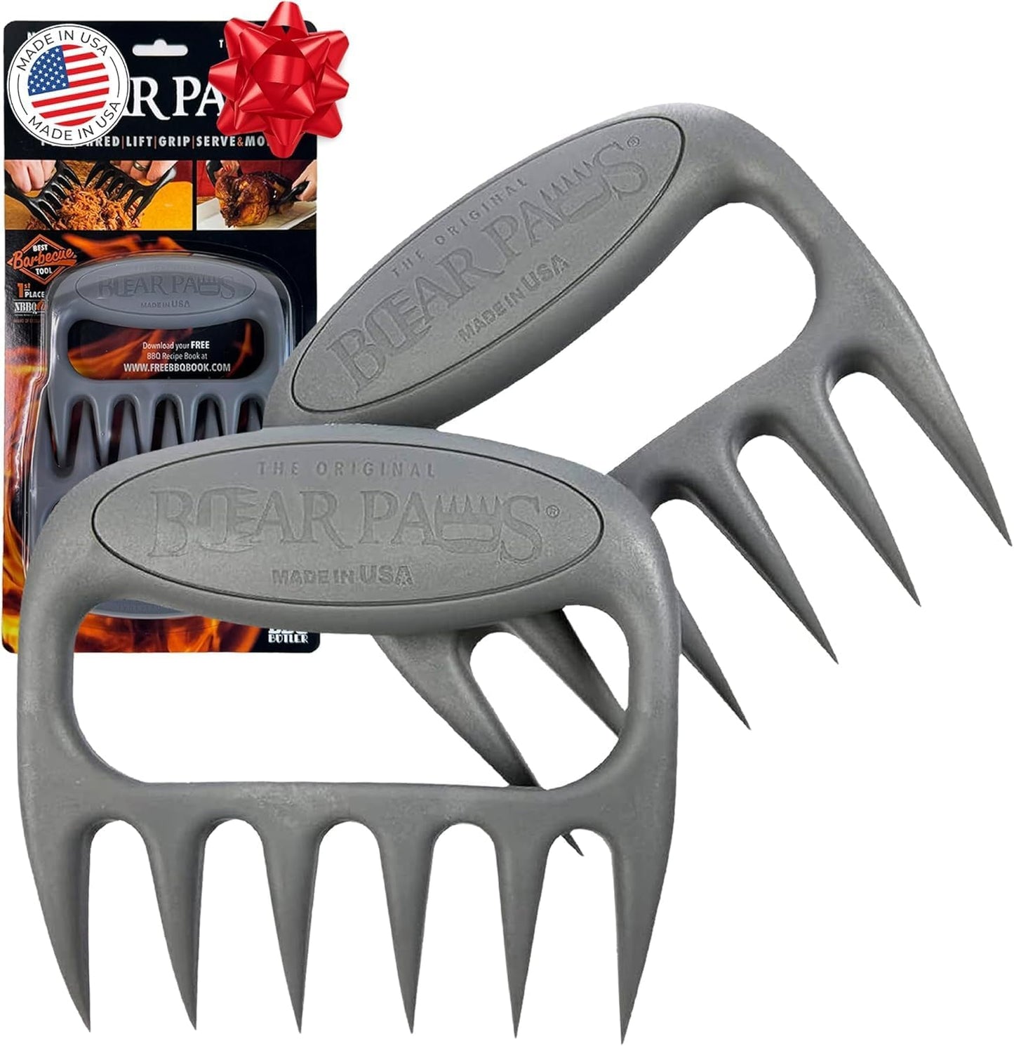 The Original Bear Paw Meat Shredder - Claws for Shredding Pork, Chicken & Any Meat (Black) | Shredder Claws for Pulled Pork, USA Made - Easily Lift, Shred, Pull and Serve Pork, Chicken, Brisket and Turkey
