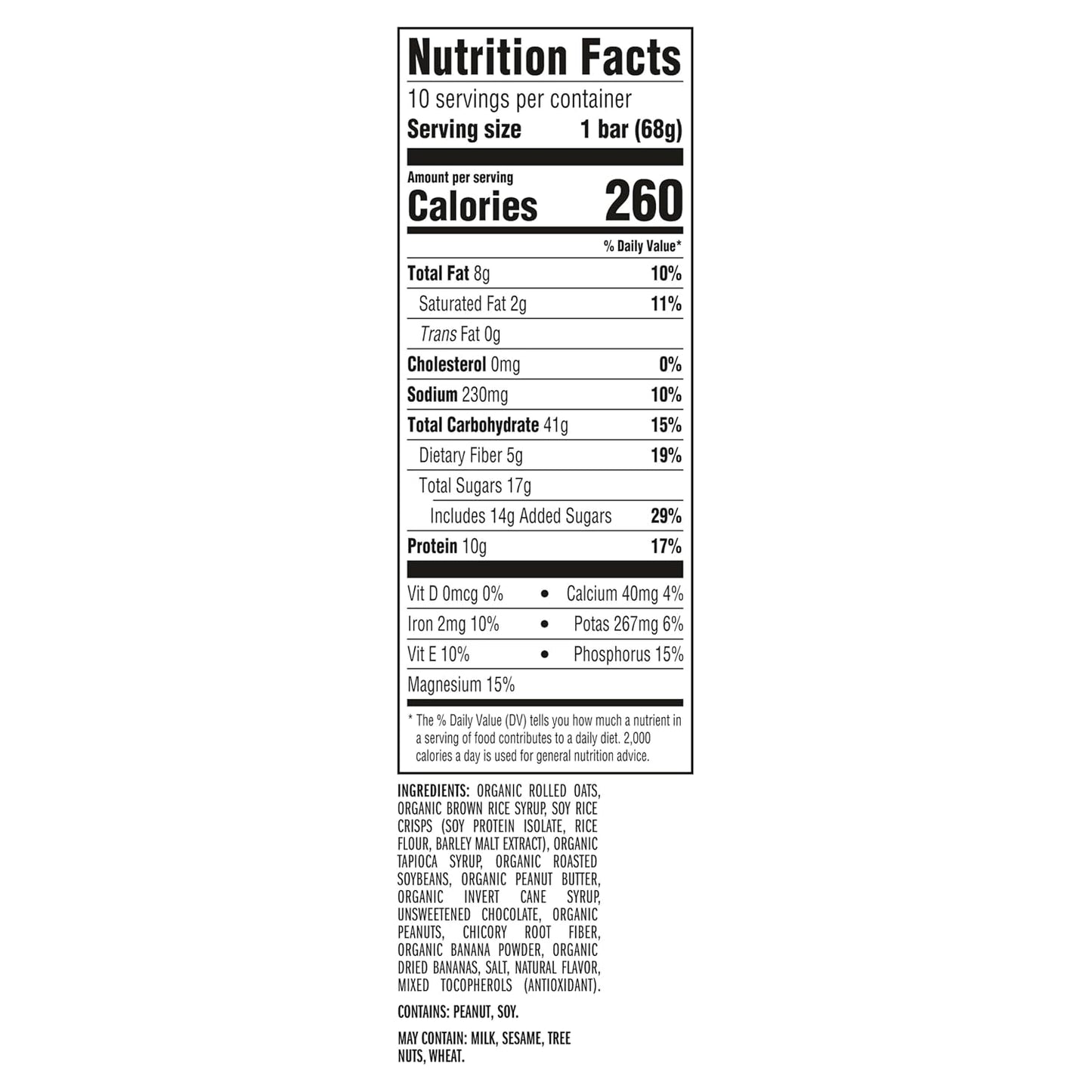 CLIF BAR Energy Protein Bars 10 Pack with Organic Oats and Dark Chocolate