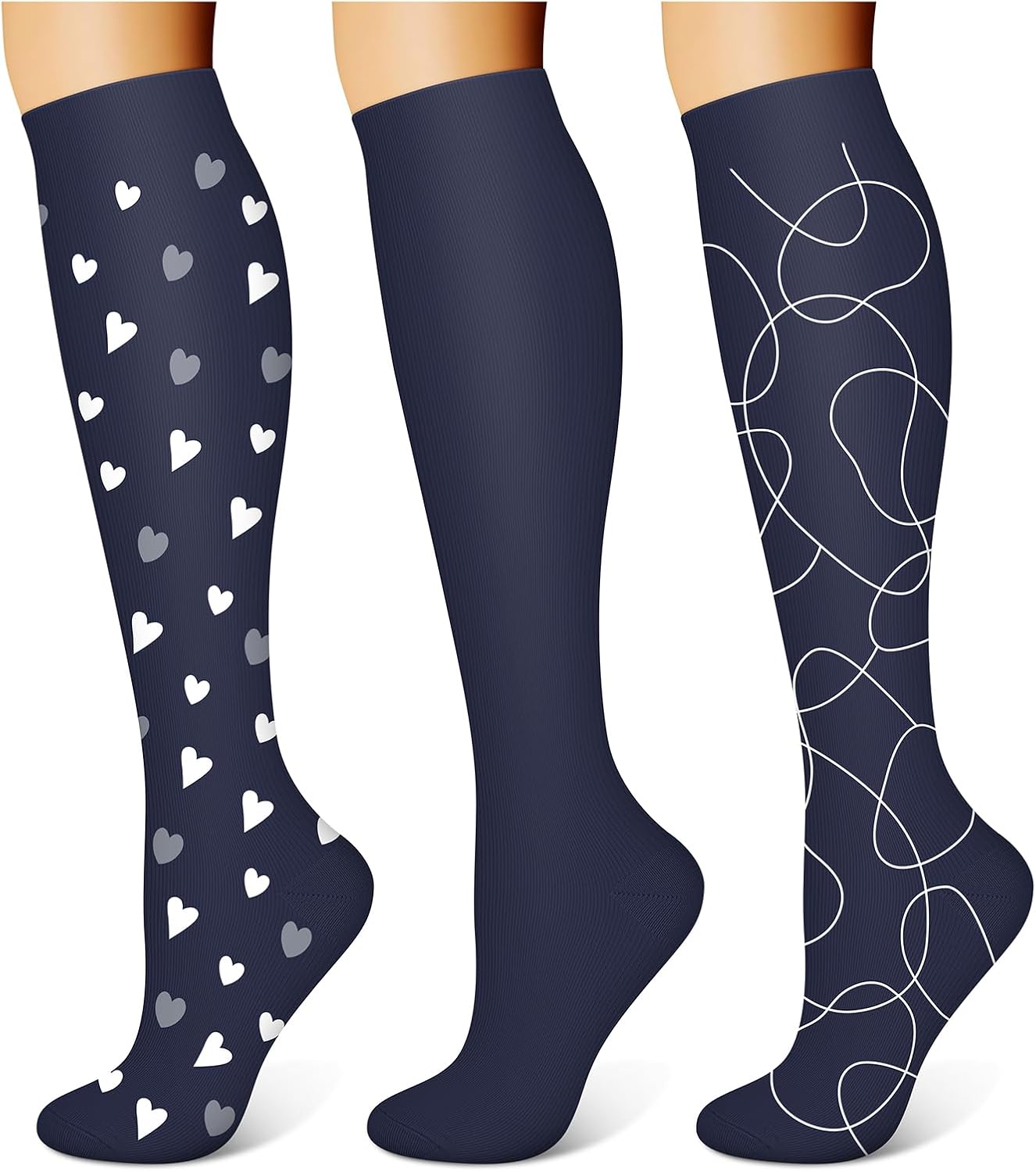 WITHYOU 3 Pairs Compression Socks 15-20 mmHg for Women and Men