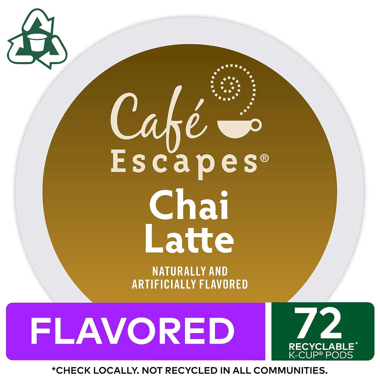 Cafe Escapes Chai Latte Keurig Single-Serve K-Cup Pods, 72 Count, Black Tea and Exotic Spices