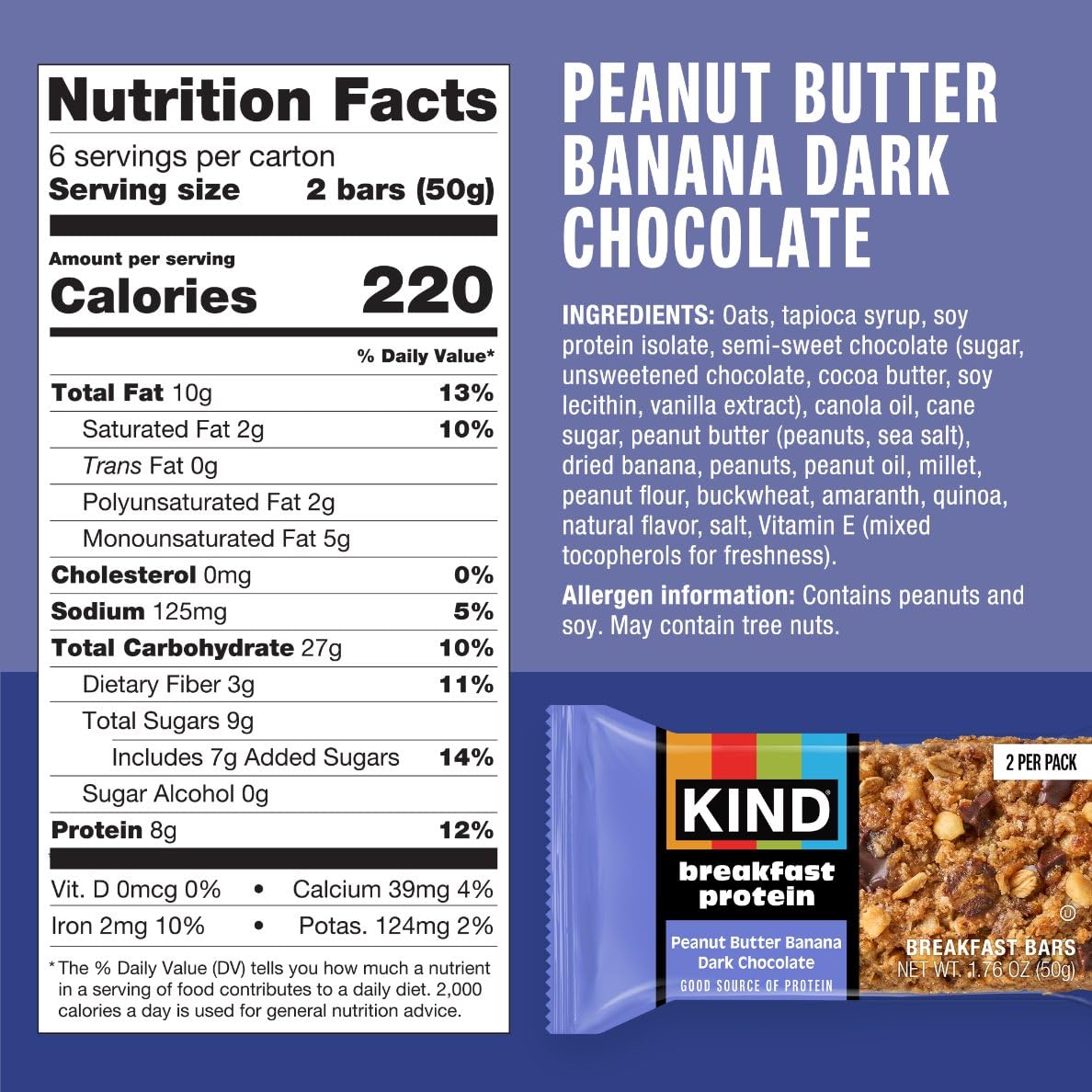 KIND Breakfast Protein Bars Variety Pack, 18 Count, 8g Protein