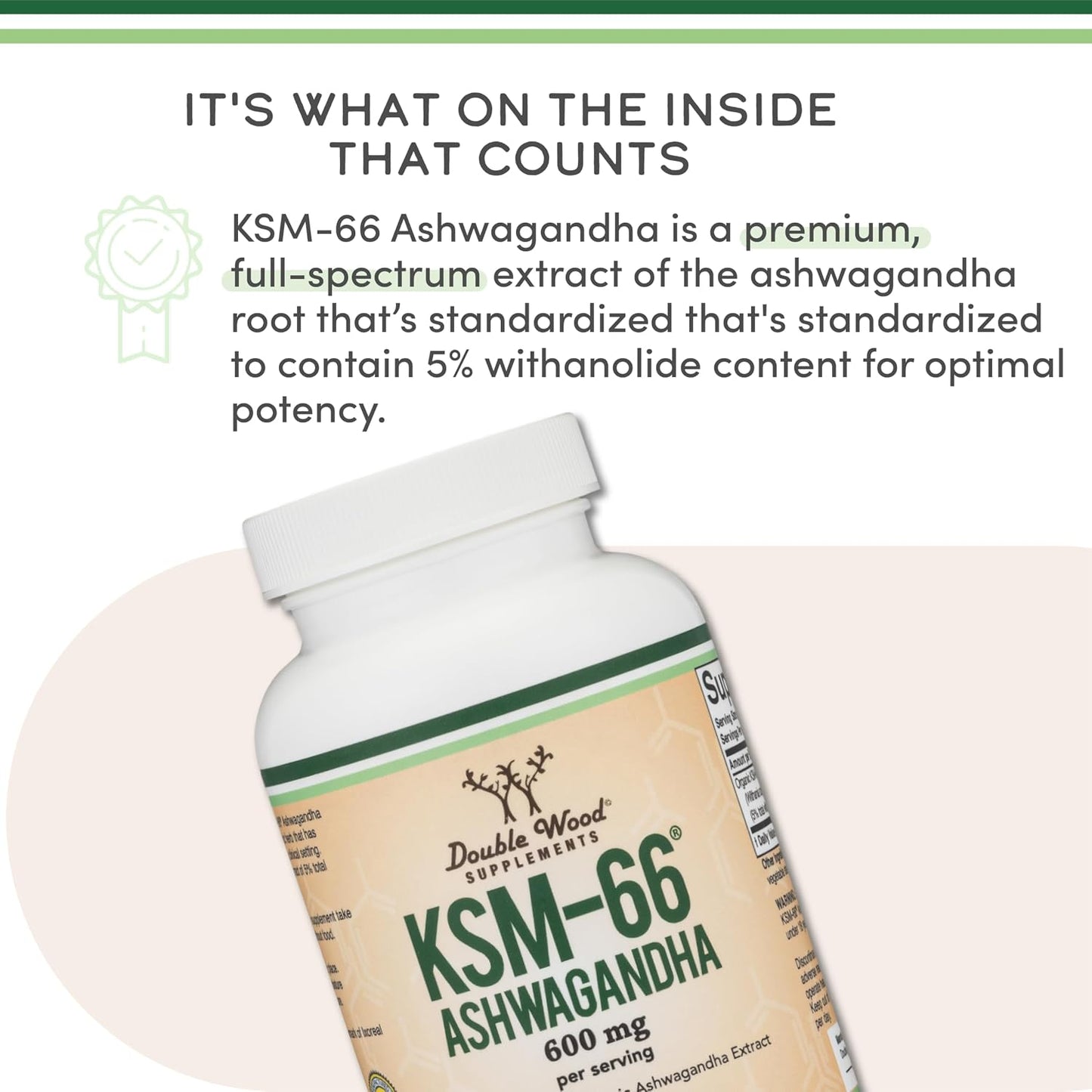 Double Wood Supplements Ashwagandha KSM 66 Organic Extract 600mg
