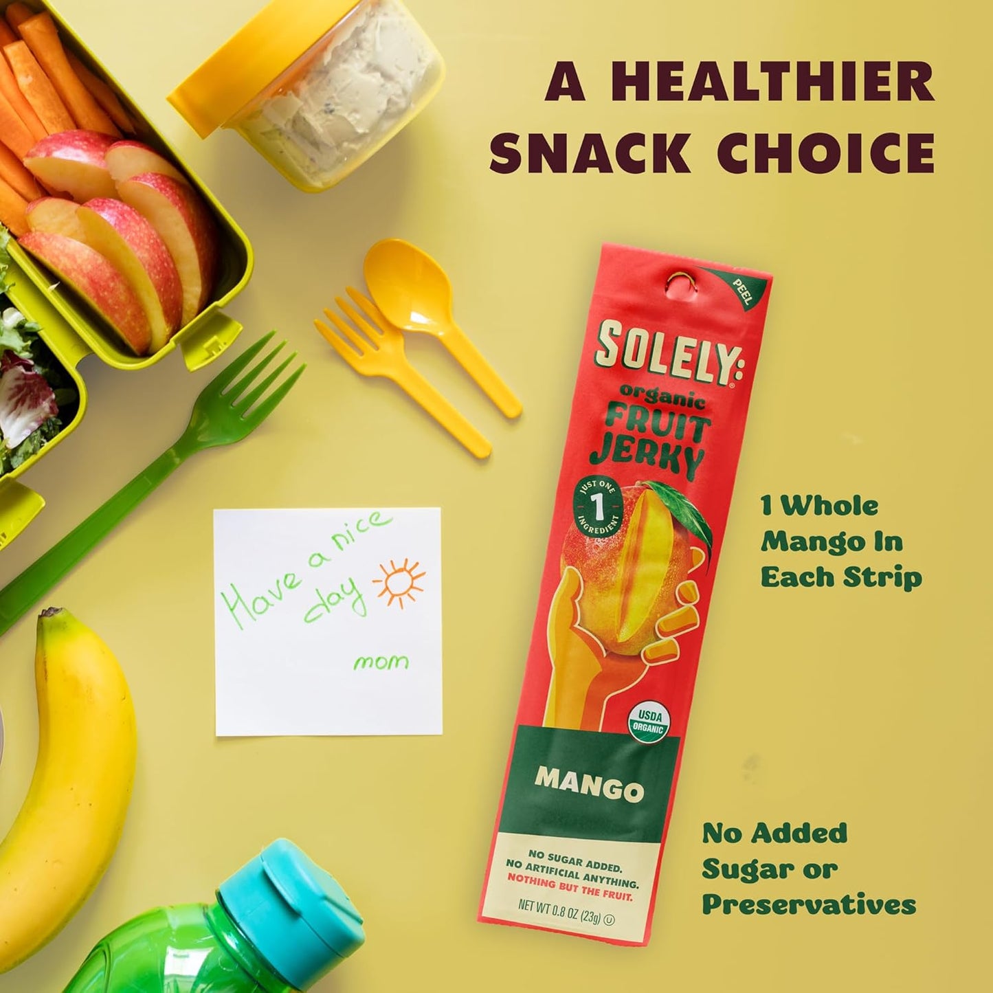 Organic Mango Fruit Jerky - 12 Individually Wrapped Fruit Strips - Snacks, Vegan