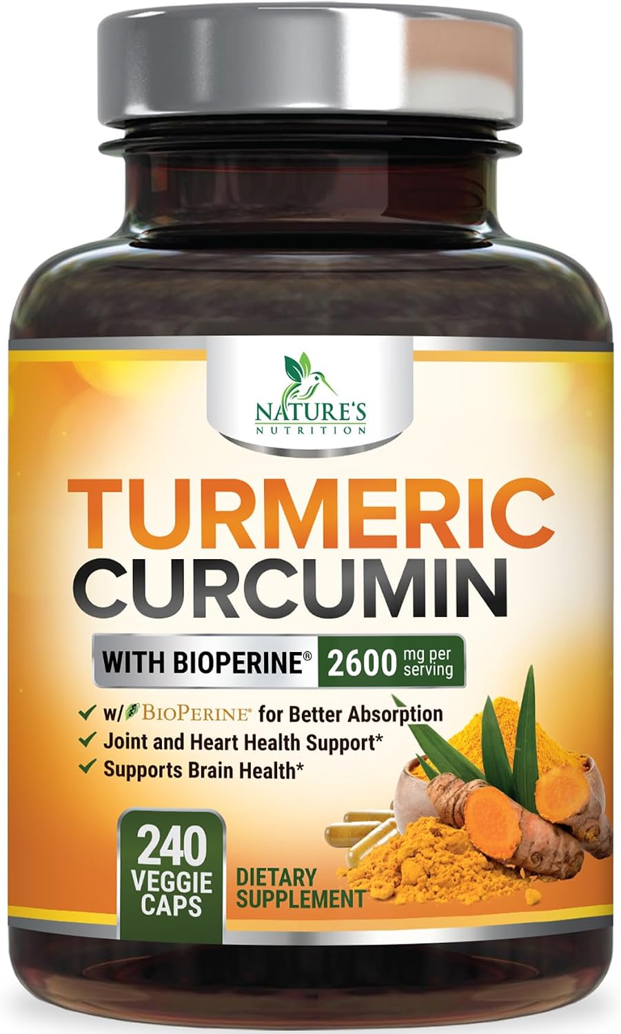 Turmeric Curcumin Supplement - 2400mg Organic Turmeric Per Serving