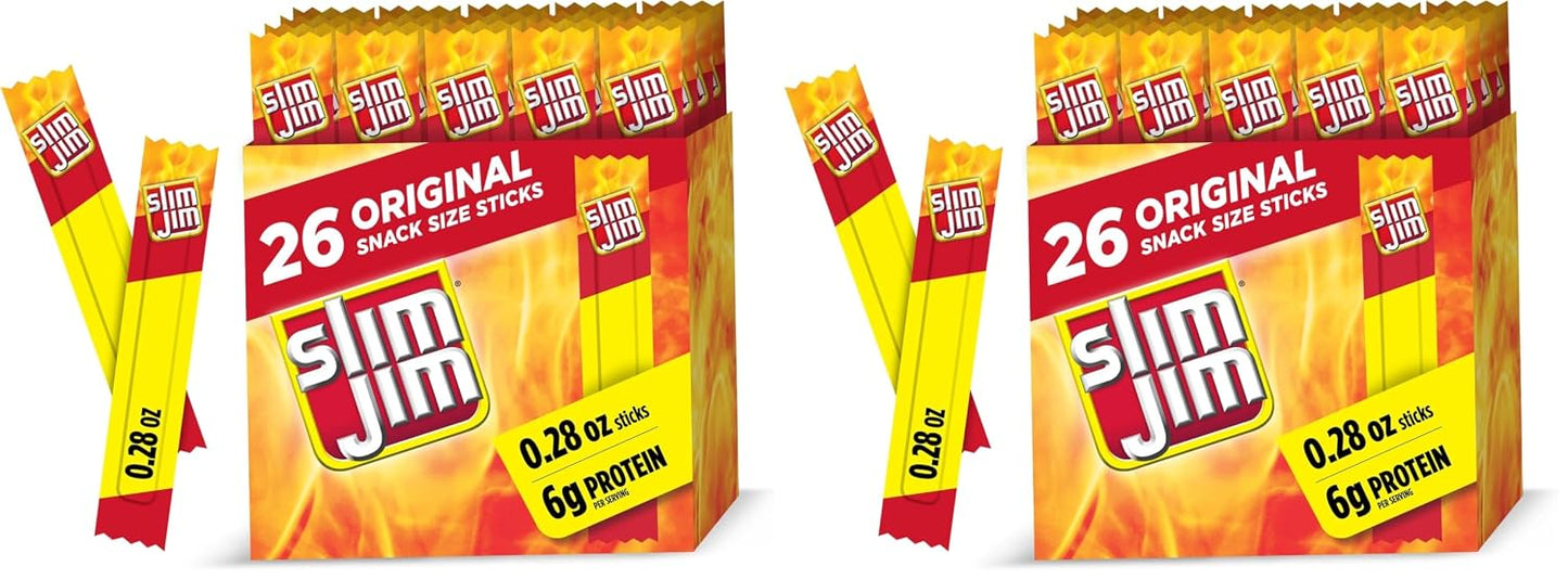 Slim Jim Original Flavor Snack Sticks, 26 Count, 0.28 oz Each