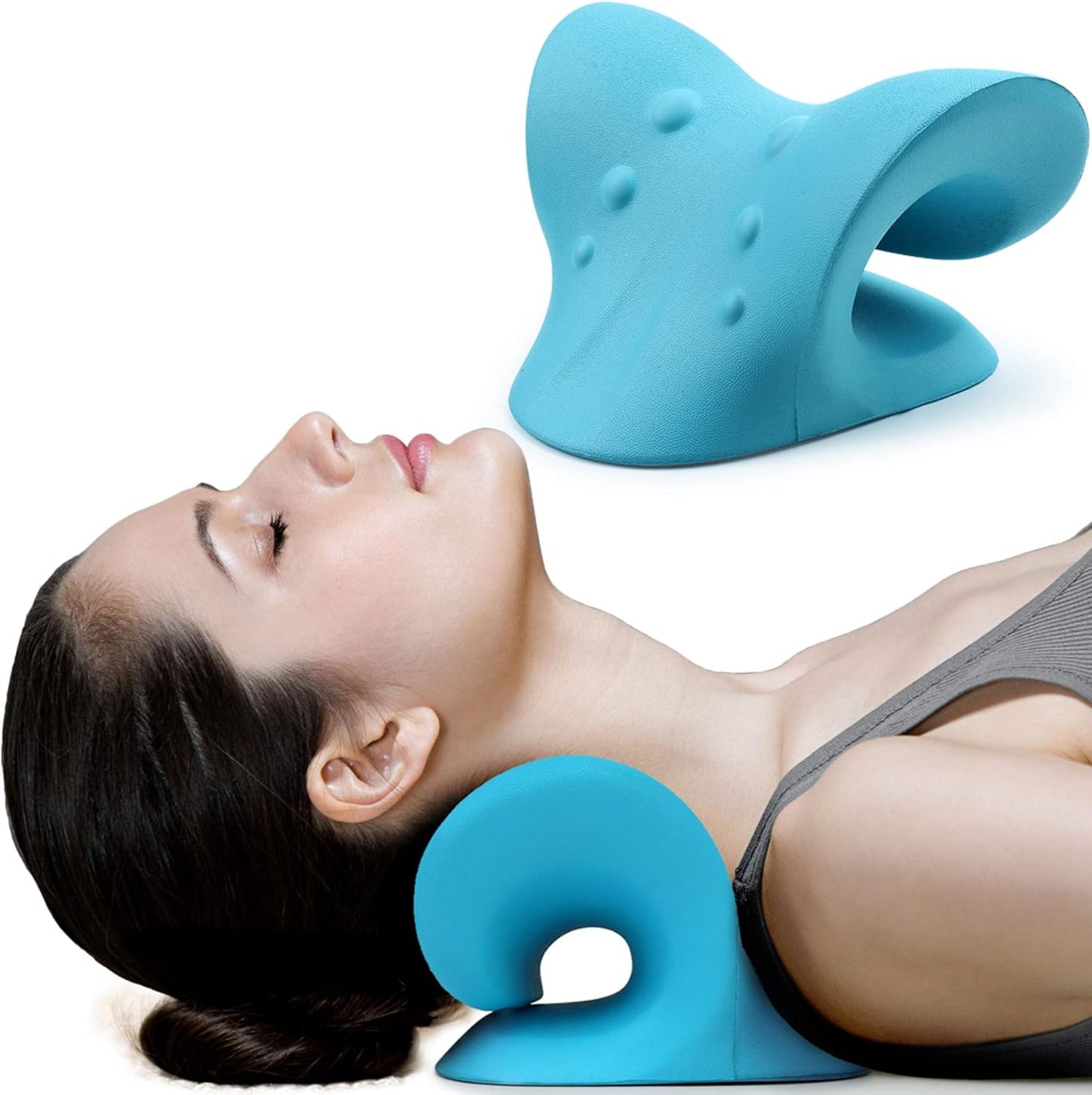 RESTCLOUD Neck and Shoulder Relaxer, Cervical Traction Device for TMJ Pain Relief, Dark Blue