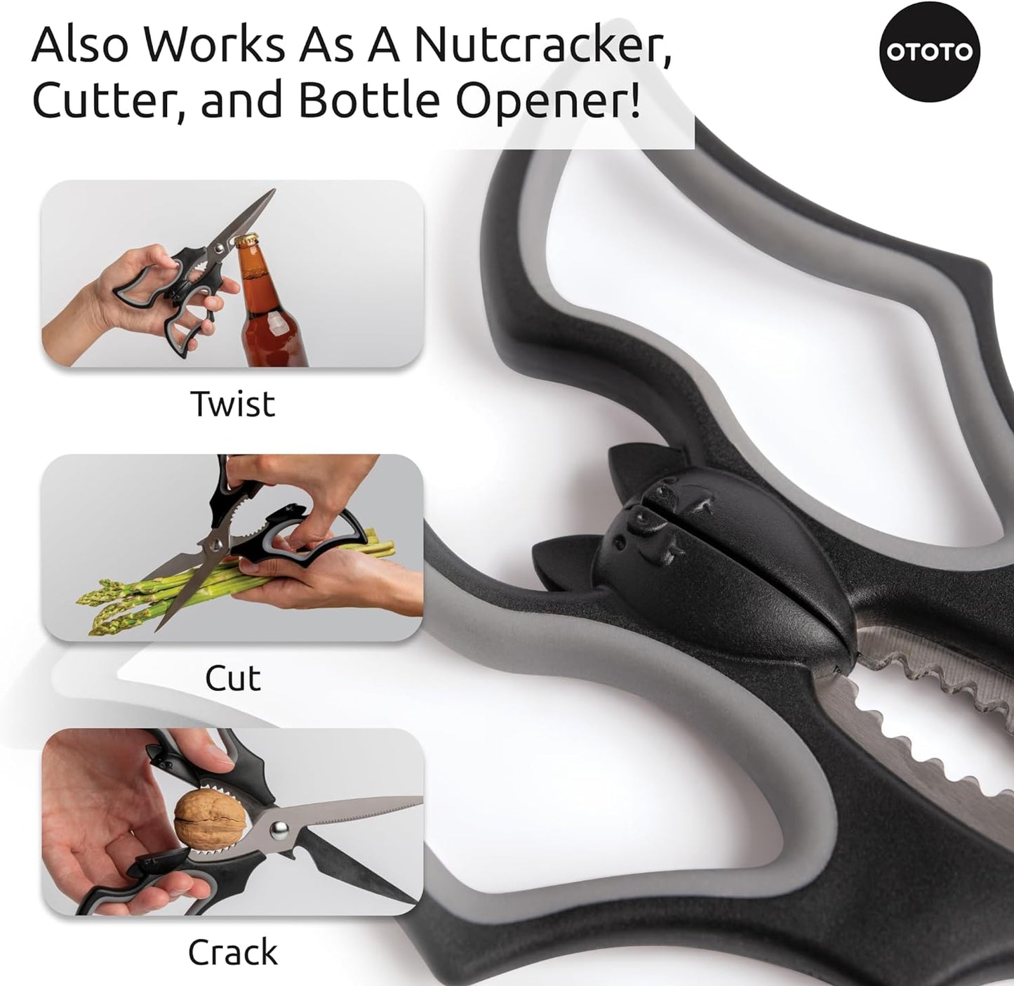 OTOTO Original Elizabat Kitchen Scissors - Halloween Goth Cute Bat Kitchen Shears, Bat Scissors, Gothic Scissors Utensils - Spooky Bats Halloween Gifts, Cute Gadgets, Kitchen Gadgets