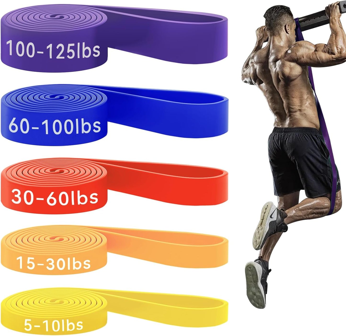 HAPBEAR Pull Up Assistance Bands Resistance Bands Set for Workout