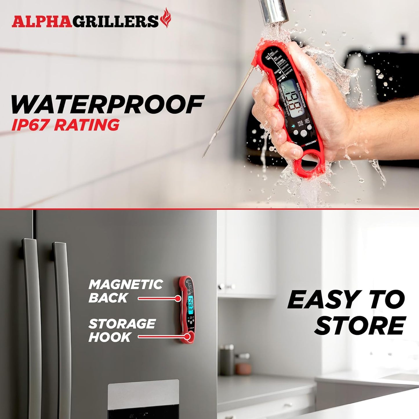 Alpha Grillers Meat Thermometer Digital - Instant Read Food Thermometer for Cooking and Grilling Stocking Stuffers for Men Gifts for Men
