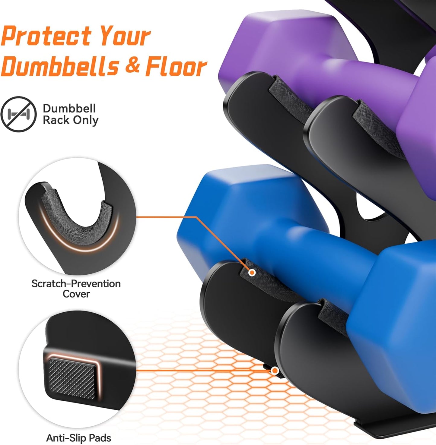 4 Tier Dumbbell Rack - Rust-Resistant Dumbbell Stand for Home Gym