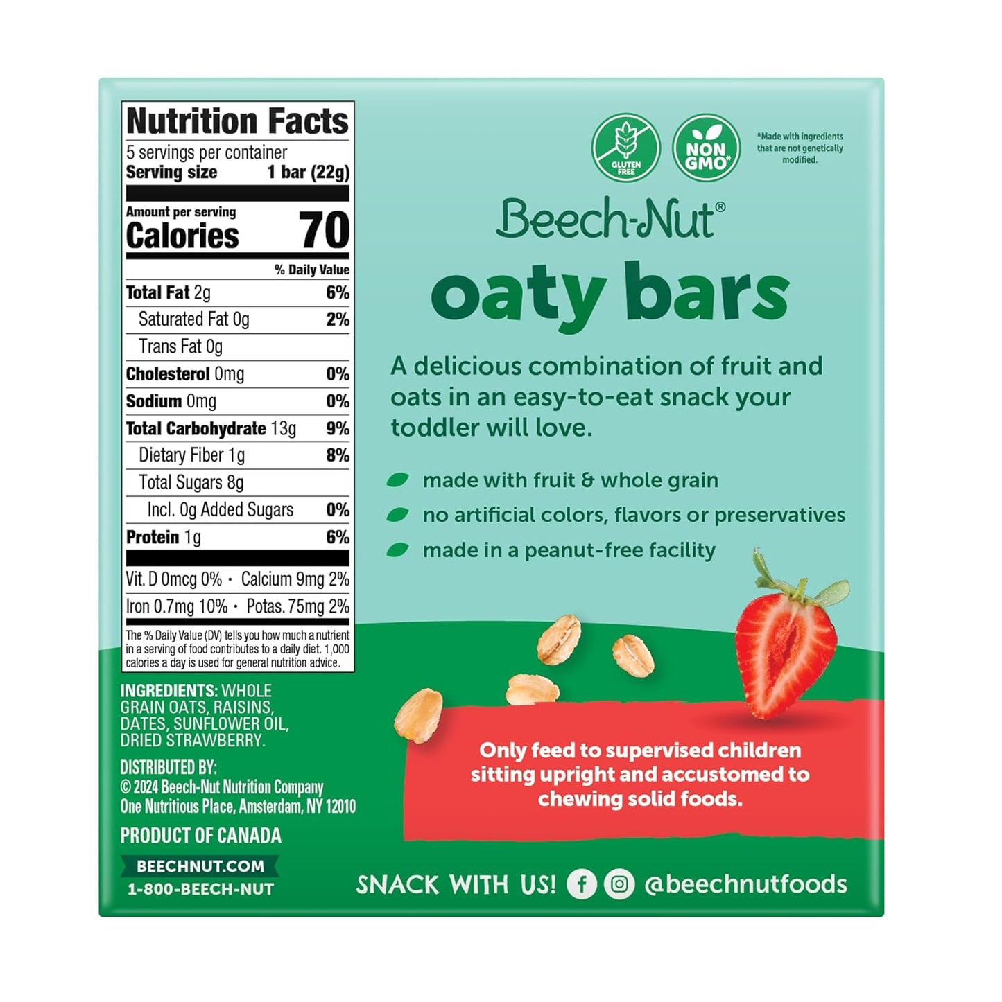 Beech-Nut Toddler Snacks Oaty Bars Granola Bars for Babies Toddlers