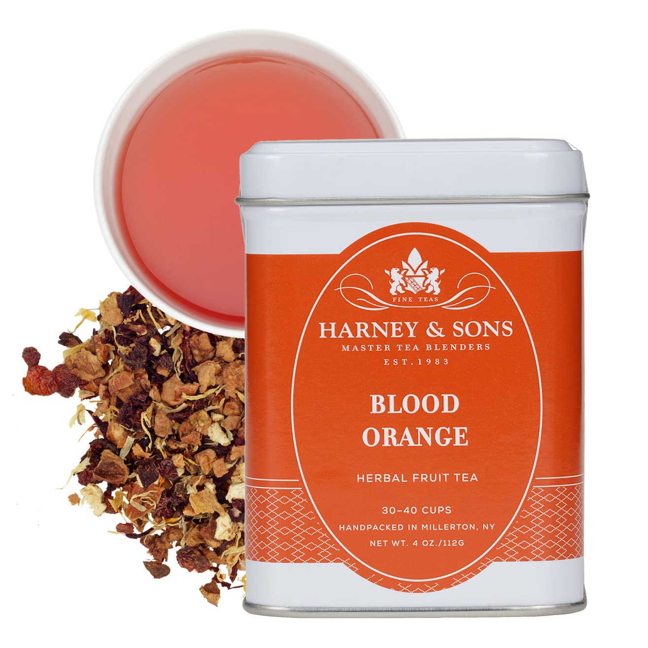 Harney & Sons Blood Orange Fruit Tea, 4 oz Loose Leaf Herbal Tea with Apple Pieces and Raspberry