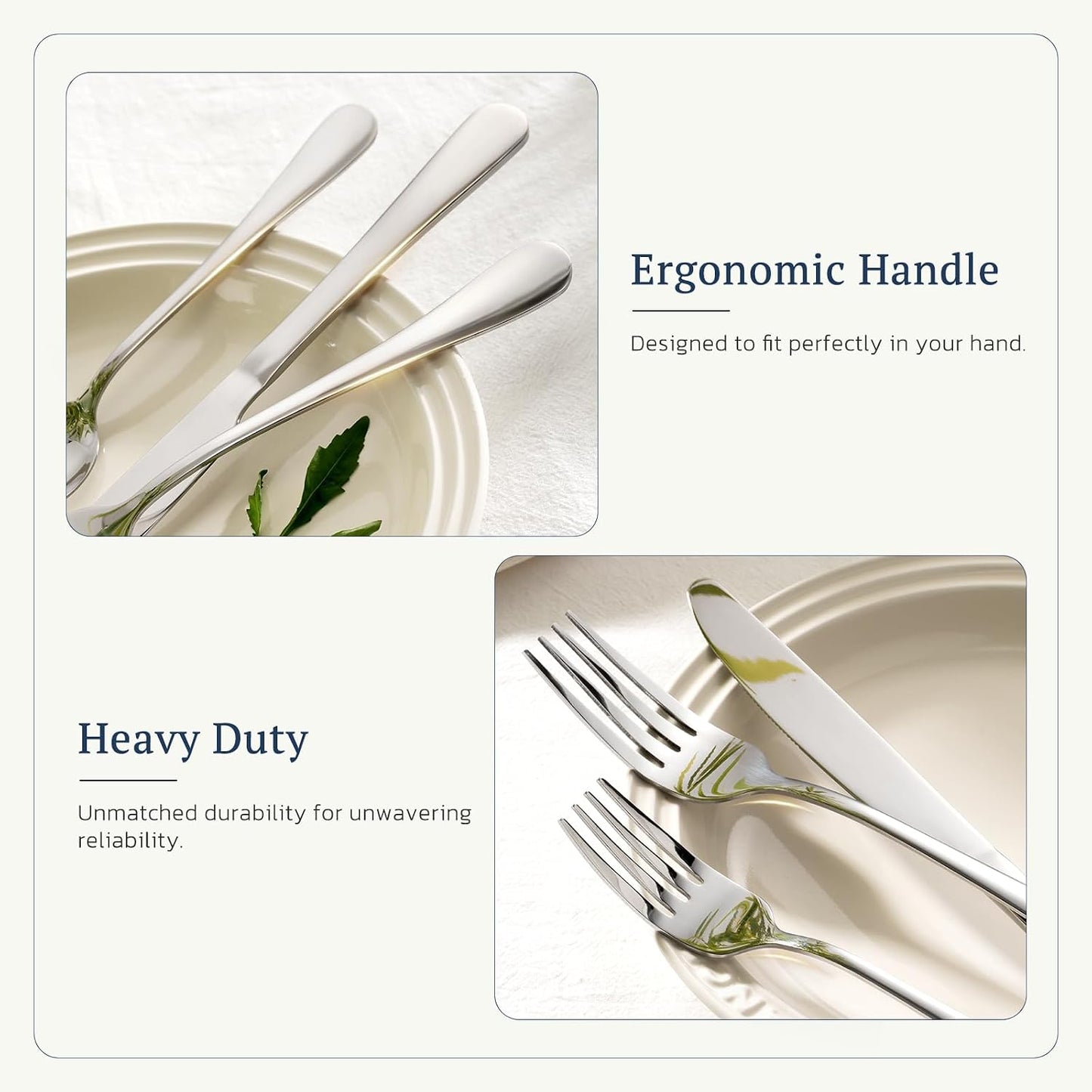 Astercook Silverware Set with Steak Knives 24-Piece Flatware Set for 4 Food-Grade Stainless Steel Cutlery Set Mirror Polished Utensils Set Include Spoons and Forks for Home Kitchen Restaurant