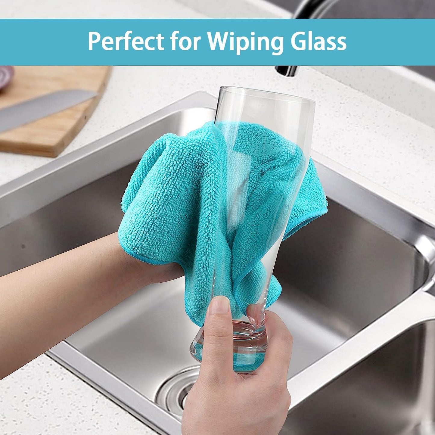 HOMEXCEL 12PK Microfiber Cleaning Cloth, Cleaning Rag for Home, 11.5x11.5in | Reusable, Lint Free, Scratch-Free and Highly Absorbent Towels for Kitchen, Window and Glass, Cars (Green/Blue/Yellow/Pink)
