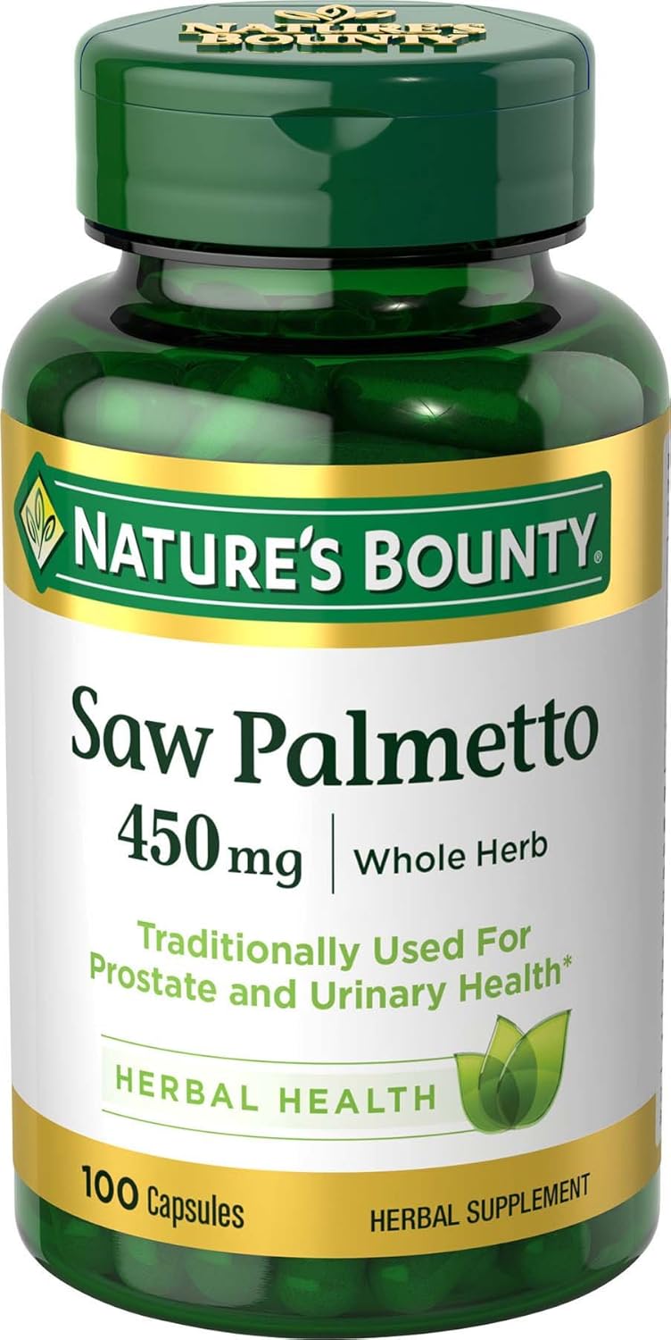 Nature's Bounty Saw Palmetto Support for Prostate and Urinary Health, Herbal Health Supplement, 450mg, 250 Capsules