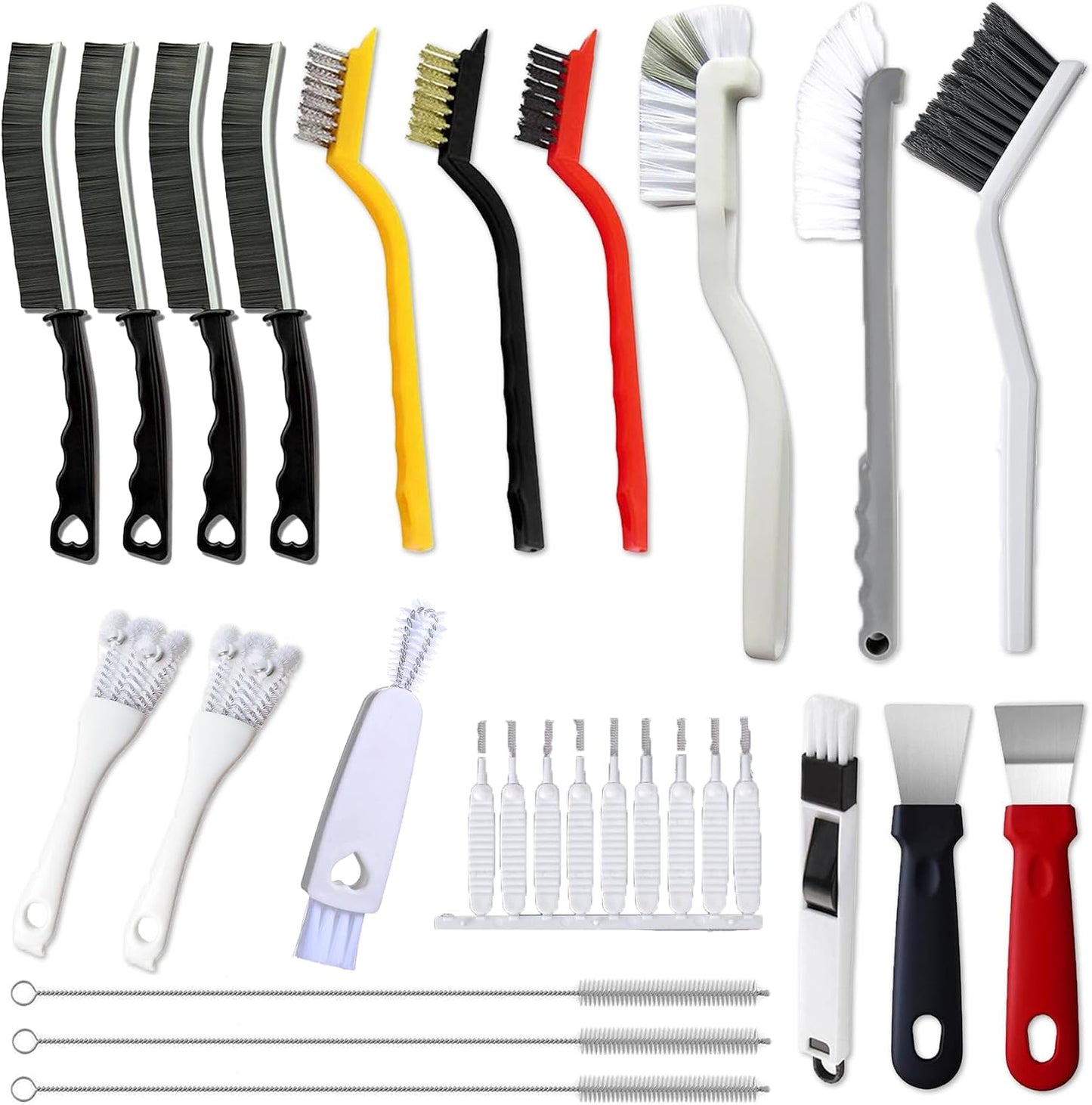 16Pcs Crevice Cleaning Brush Set, Hard Bristle Scrub Brushes Tools for Deep Cleaning Gap,Window Groove Cleaning Brush for Sliding Door, Sill, Tile Lines, Shutter, Corner, Sink, Teapot, Bottle (16 Pcs)
