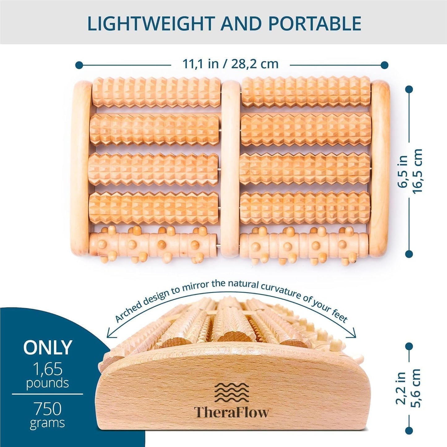 TheraFlow Wooden Foot Roller for Plantar Fasciitis Relief and Neuropathy Pain