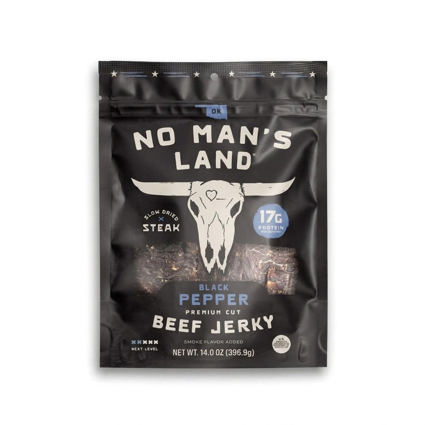 No Man's Land Beef Jerky, Fajita Lime Flavor, 16oz, Pack of 1