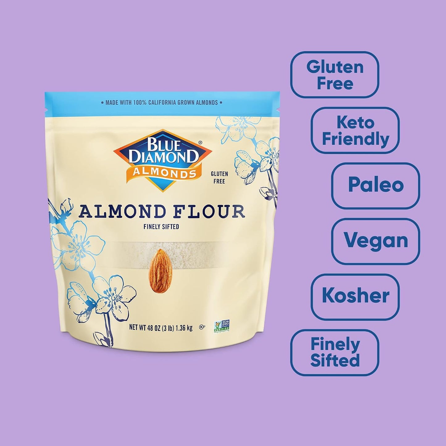 blue diamond almond flour gluten free blanched finely sifted baking keto paleo 48 oz