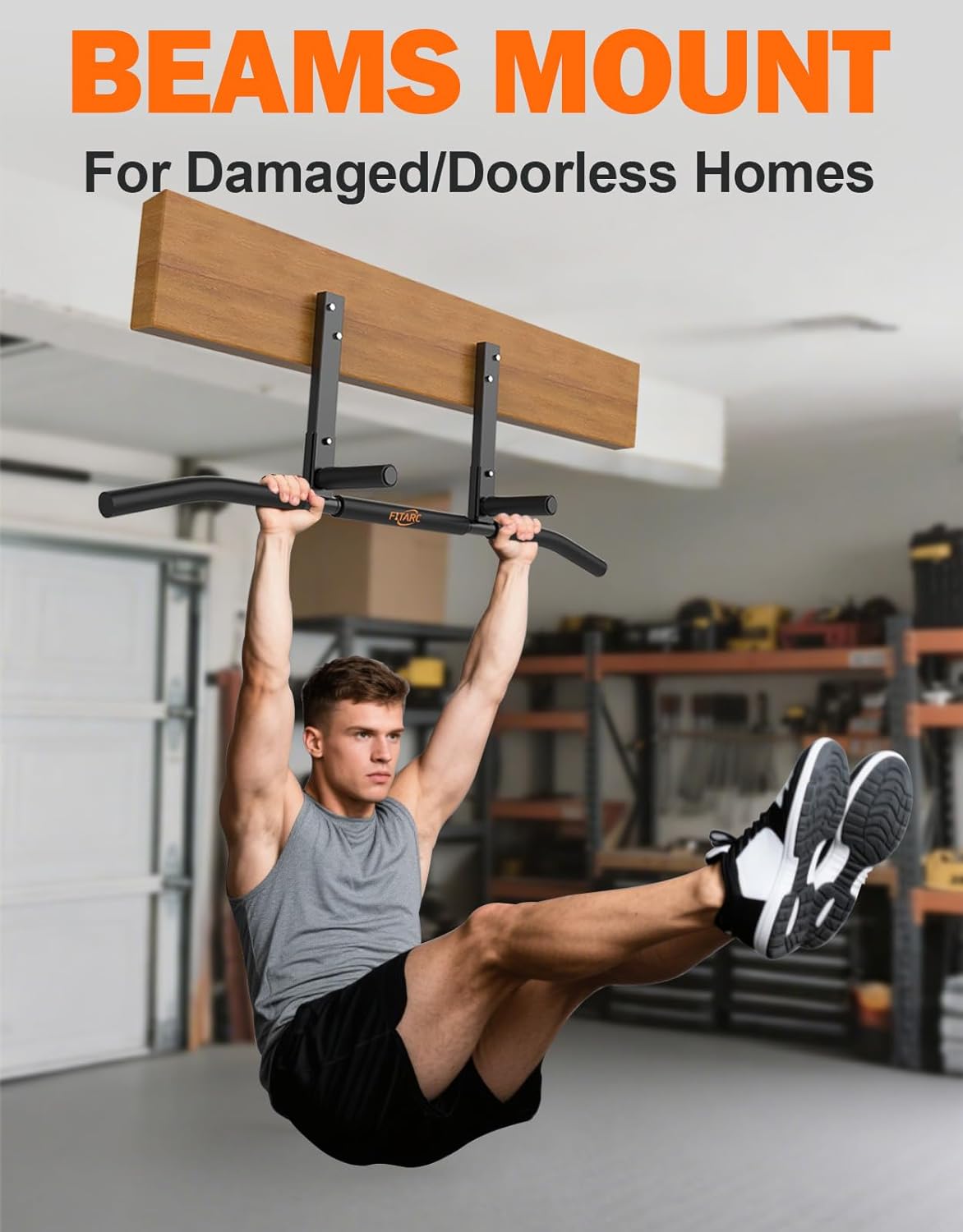 Fitarc Joist Mount Pull Up Bar - Heavy Duty Steel Ceiling Chin Up Rack for Home Gym