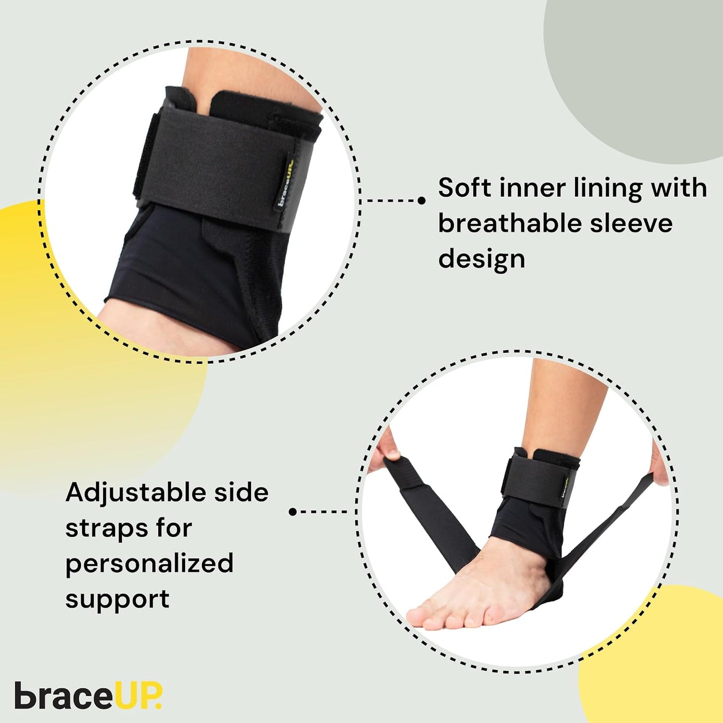 BraceUP Ankle Brace - Relieve Pain, Enhance Stability for Foot Pain, Sprained Ankle, Achilles Tendonitis