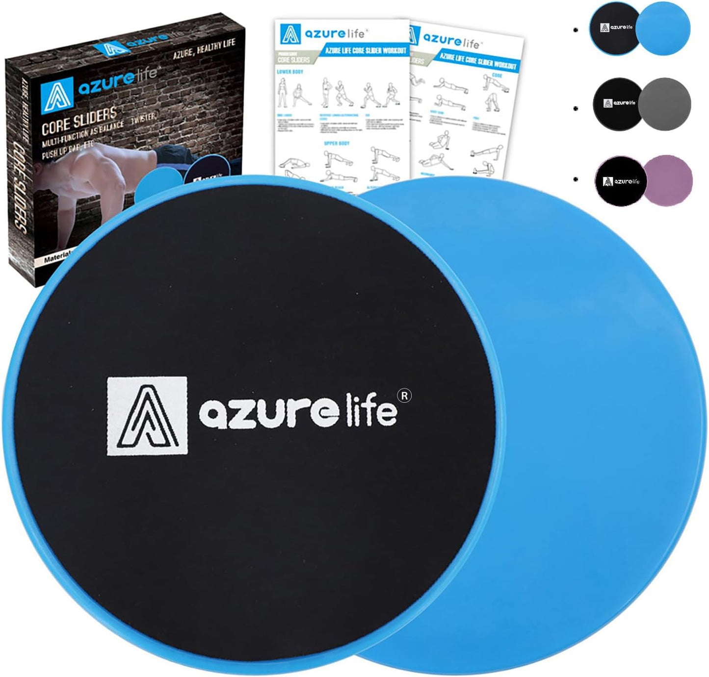 AZURELIFE Dual-Sided Exercise Core Sliders for Carpet & Hardwood