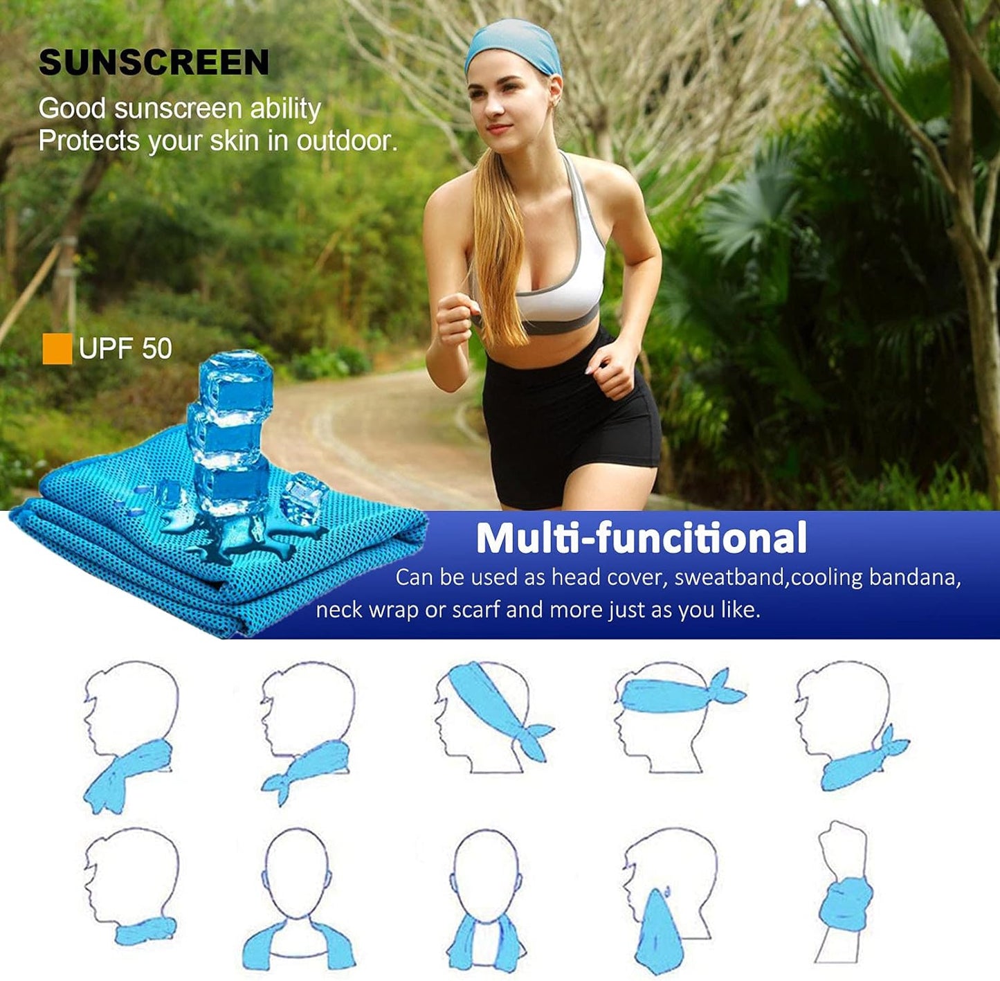 YQXCC Cooling Towels | 4 Pack 47"x12" | Instant Chilling for Workout, Sports & More