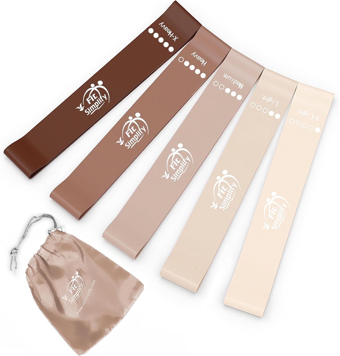 Fit Simplify Resistance Loop Bands - 5 Levels, Carry Bag, Instruction Guide